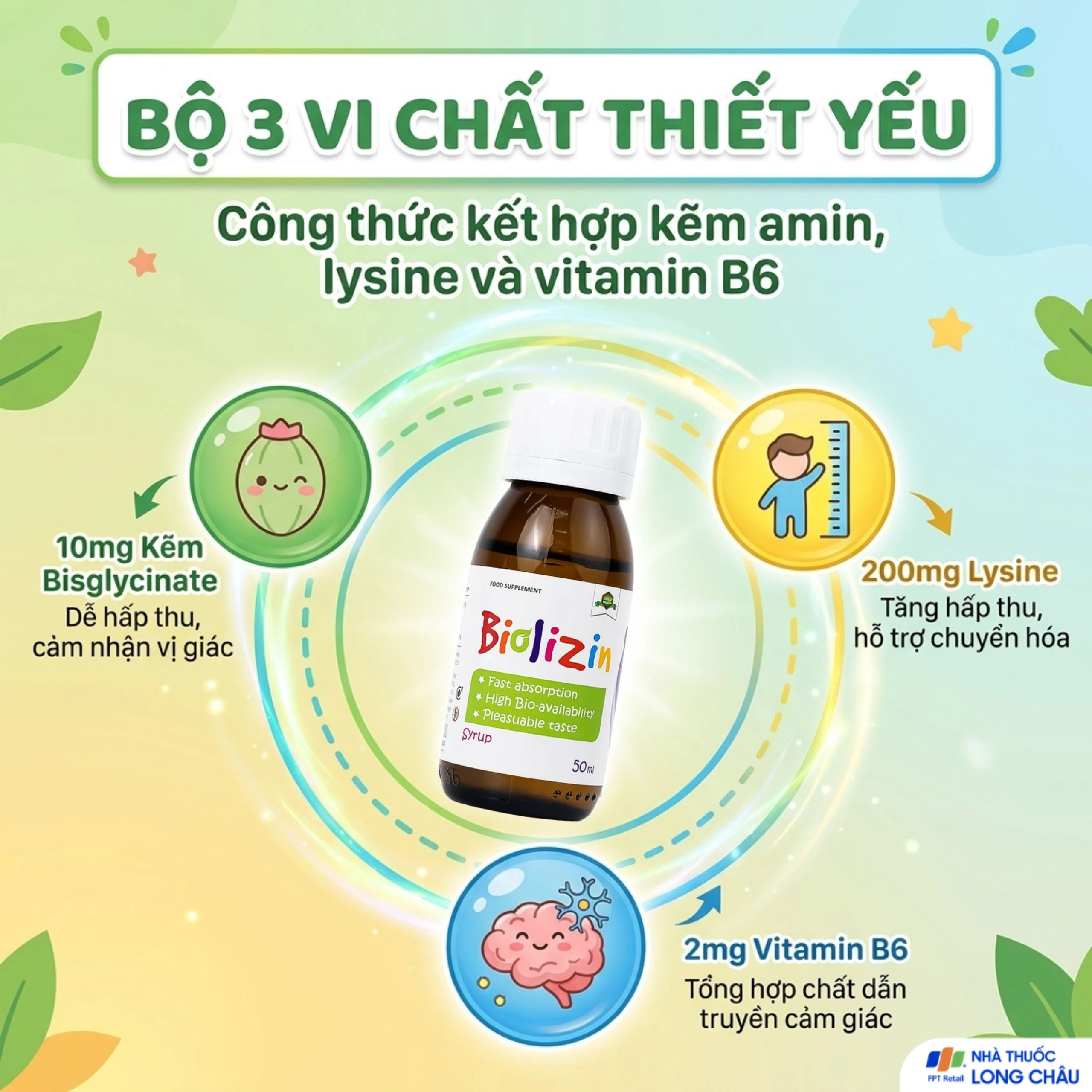 Siro bổ sung kẽm, lysine và vitamin B6 cho trẻ Biolizin (50ml) 4