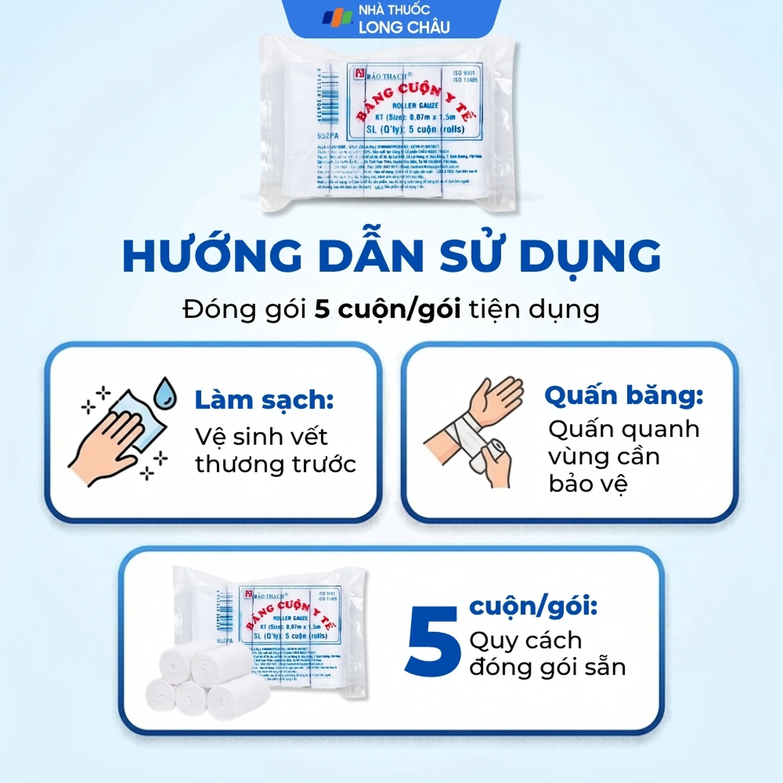 Băng cuộn Bảo Thạch 0.07x1.5m (5 cuộn nhỏ) 5