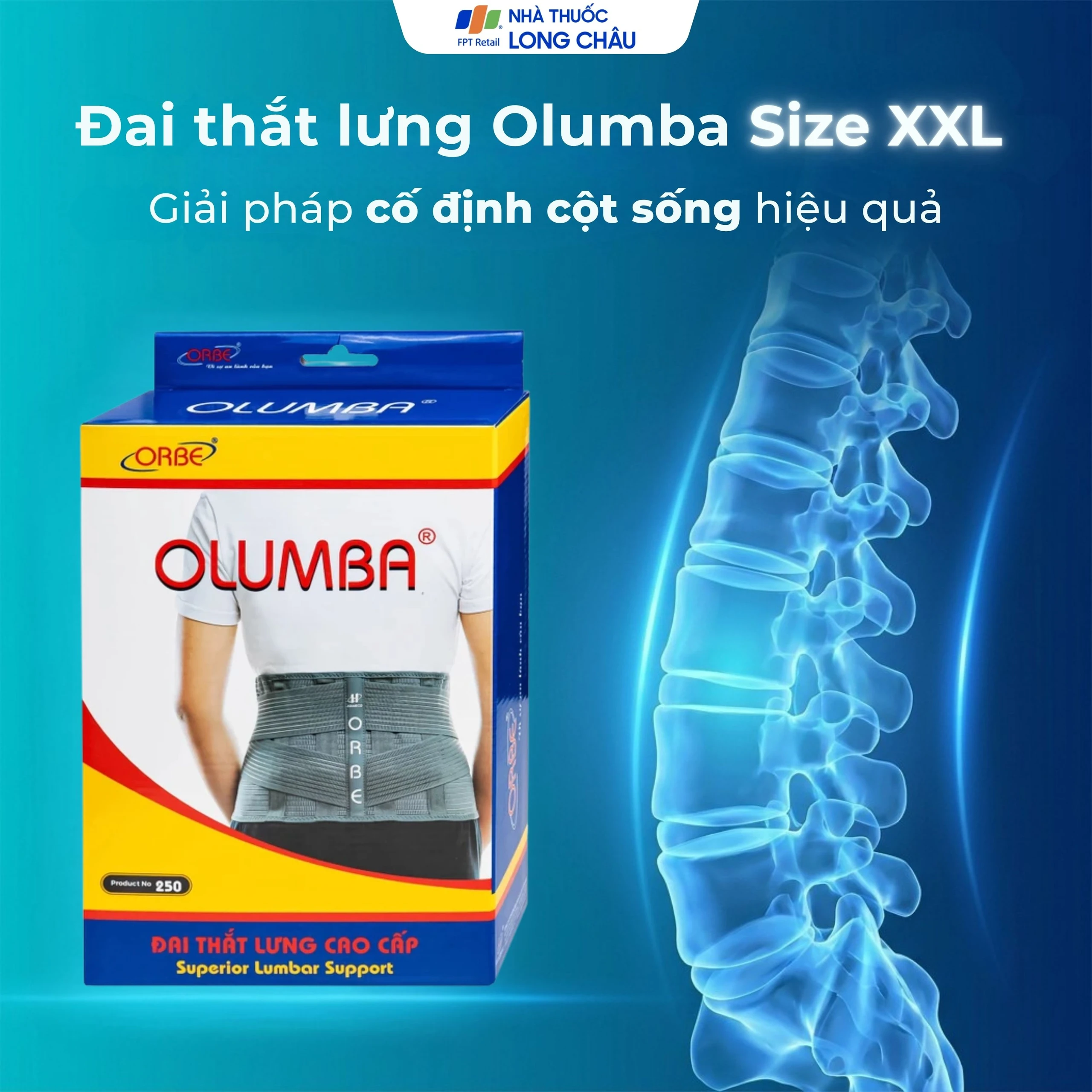 Đai thắt lưng Olumba Orbe size XXL hỗ trợ giảm đau, cố định cột sống 2