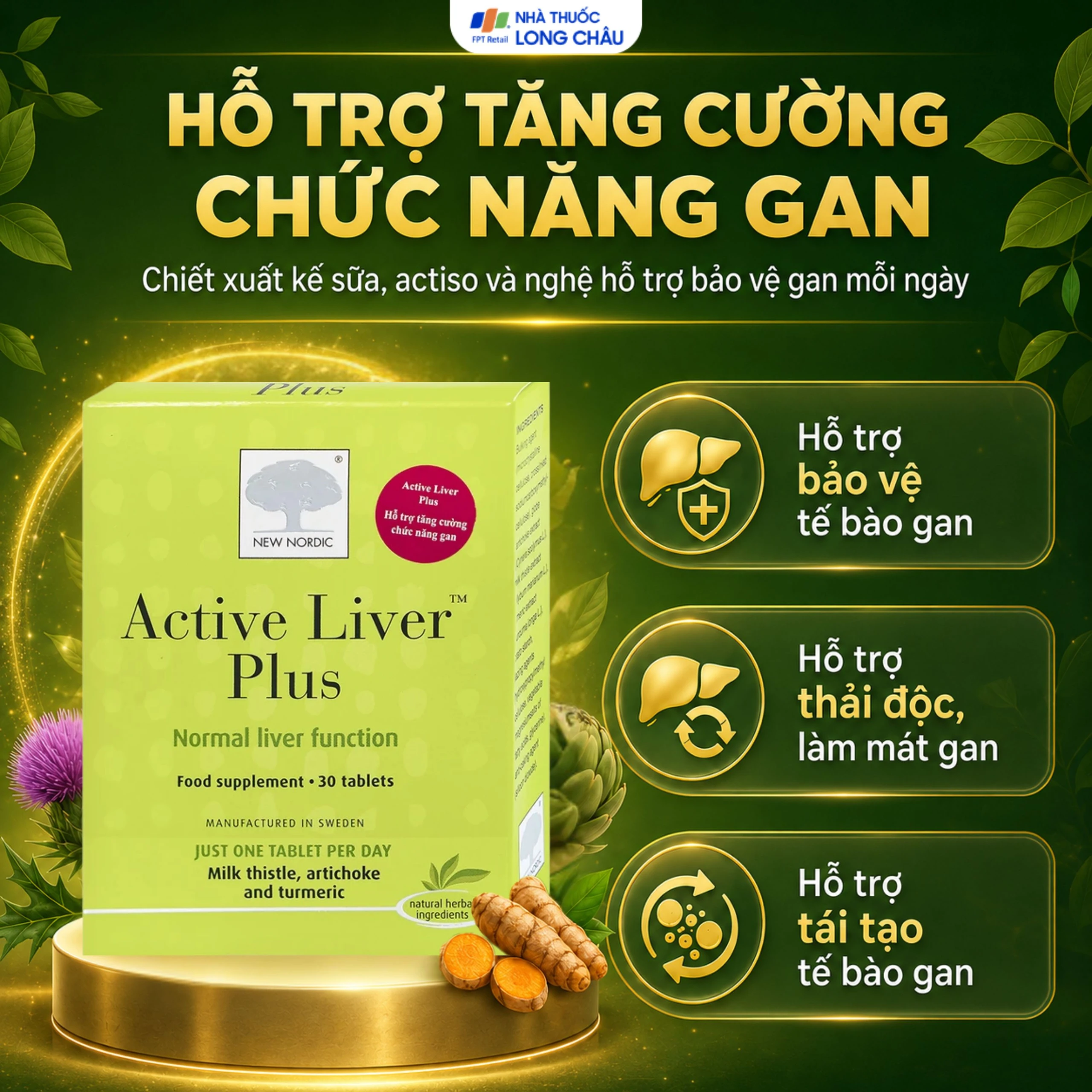 Viên uống hỗ trợ giải độc gan, tăng cường chức năng gan Active Liver Plus New Nordic (2 vỉ x 15 viên) 4
