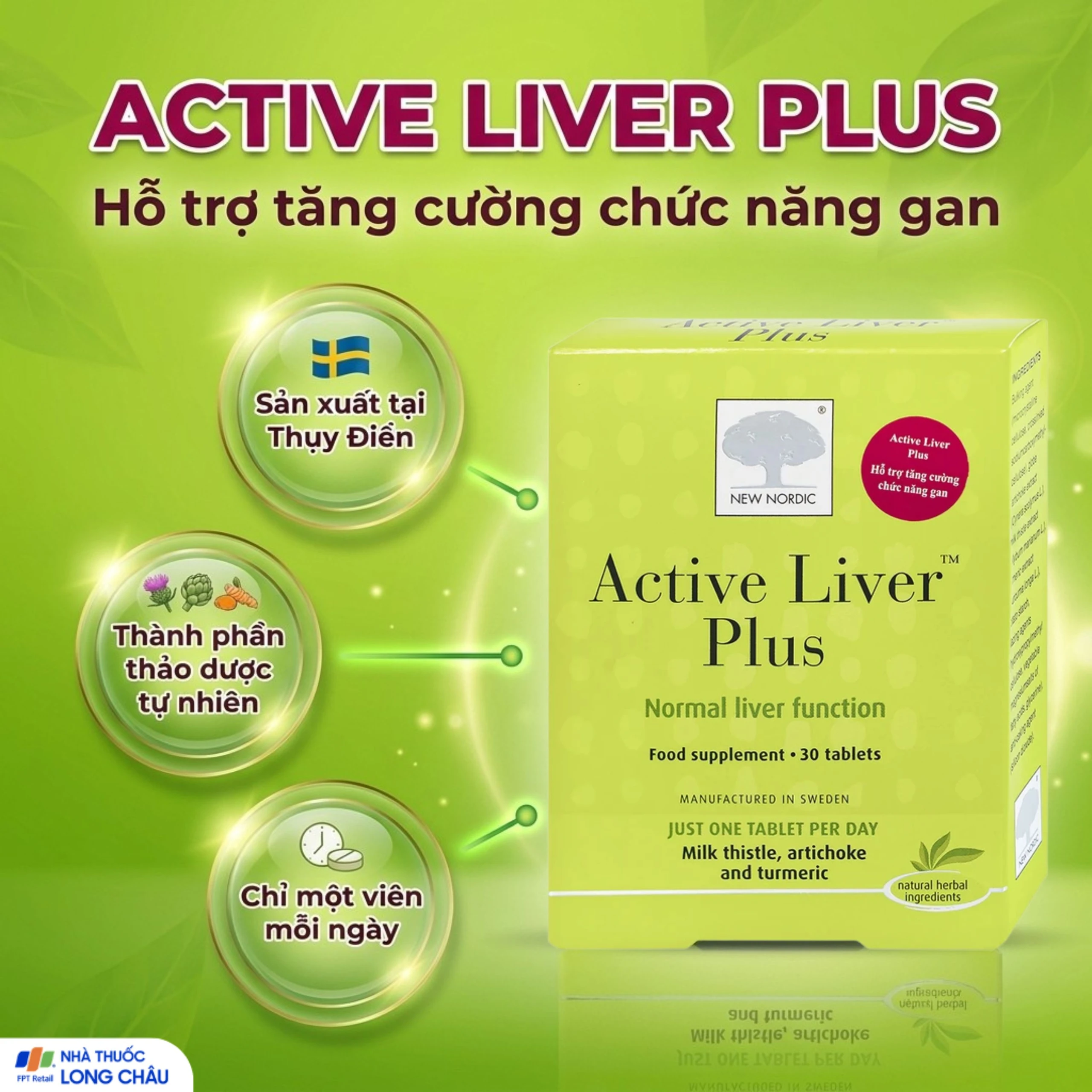 Viên uống hỗ trợ giải độc gan, tăng cường chức năng gan Active Liver Plus New Nordic (2 vỉ x 15 viên) 2