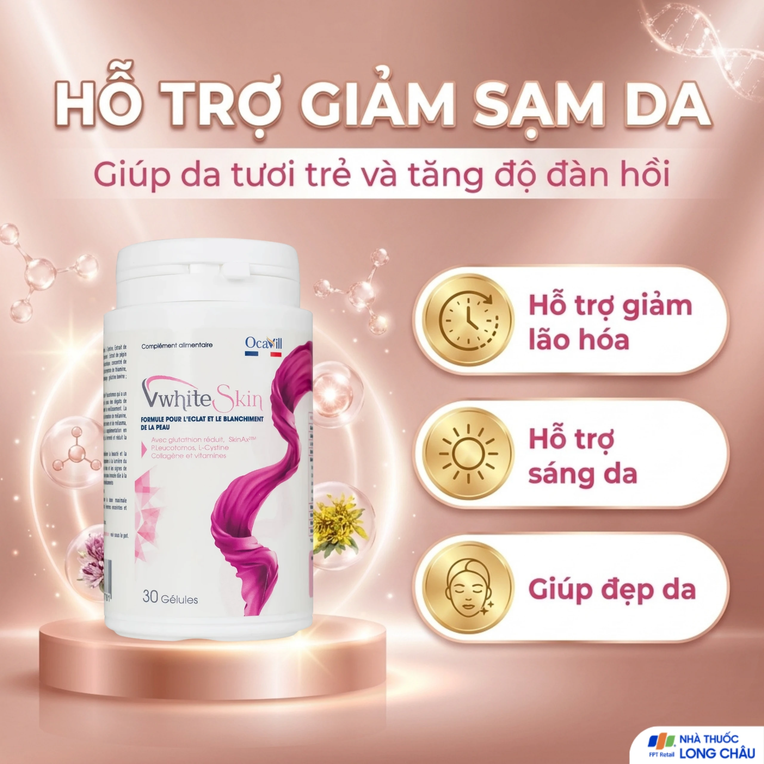 Viên uống giúp đẹp da, giảm sạm da, tăng đàn hồi và độ ẩm cho da VwhiteSkin Ocavill (30 viên) 3