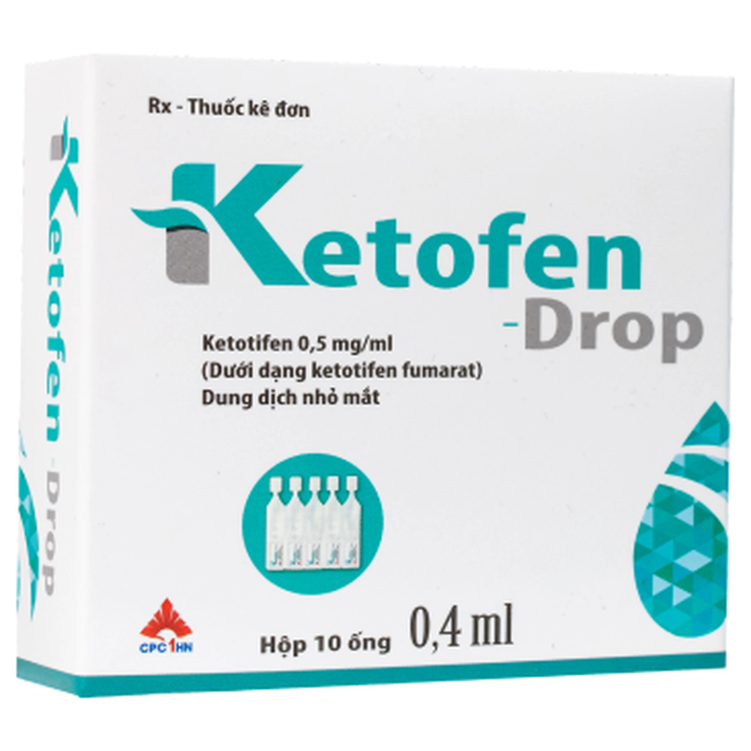 Thuốc nhỏ mắt Ketofen Drop 0.4ml CPC1HN điều trị các tình trạng viêm kết mạc cấp hay mãn tính (10 ống)