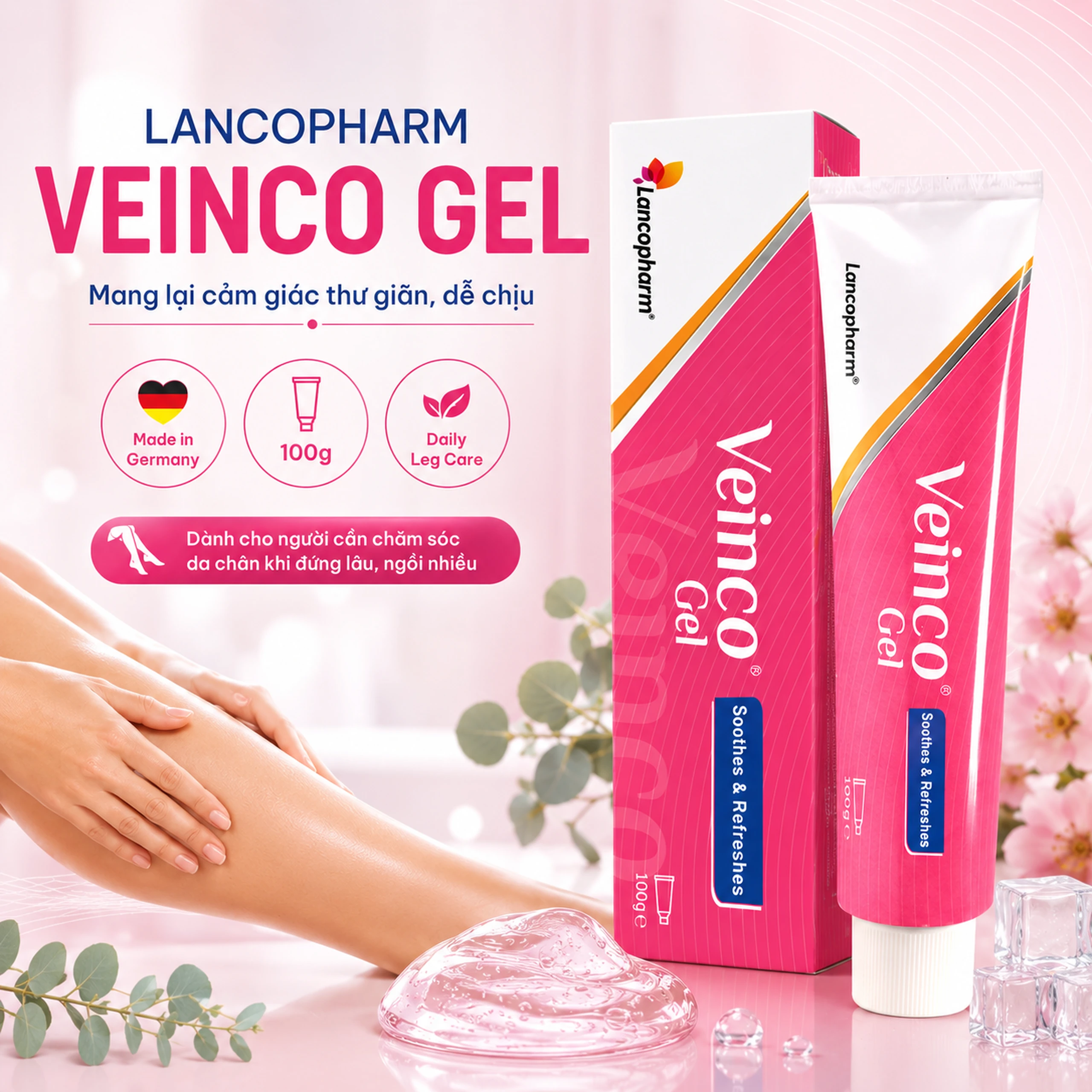 Gel bôi ngừa giãn tĩnh mạch Veinco Lancopharm hộp 100g 2