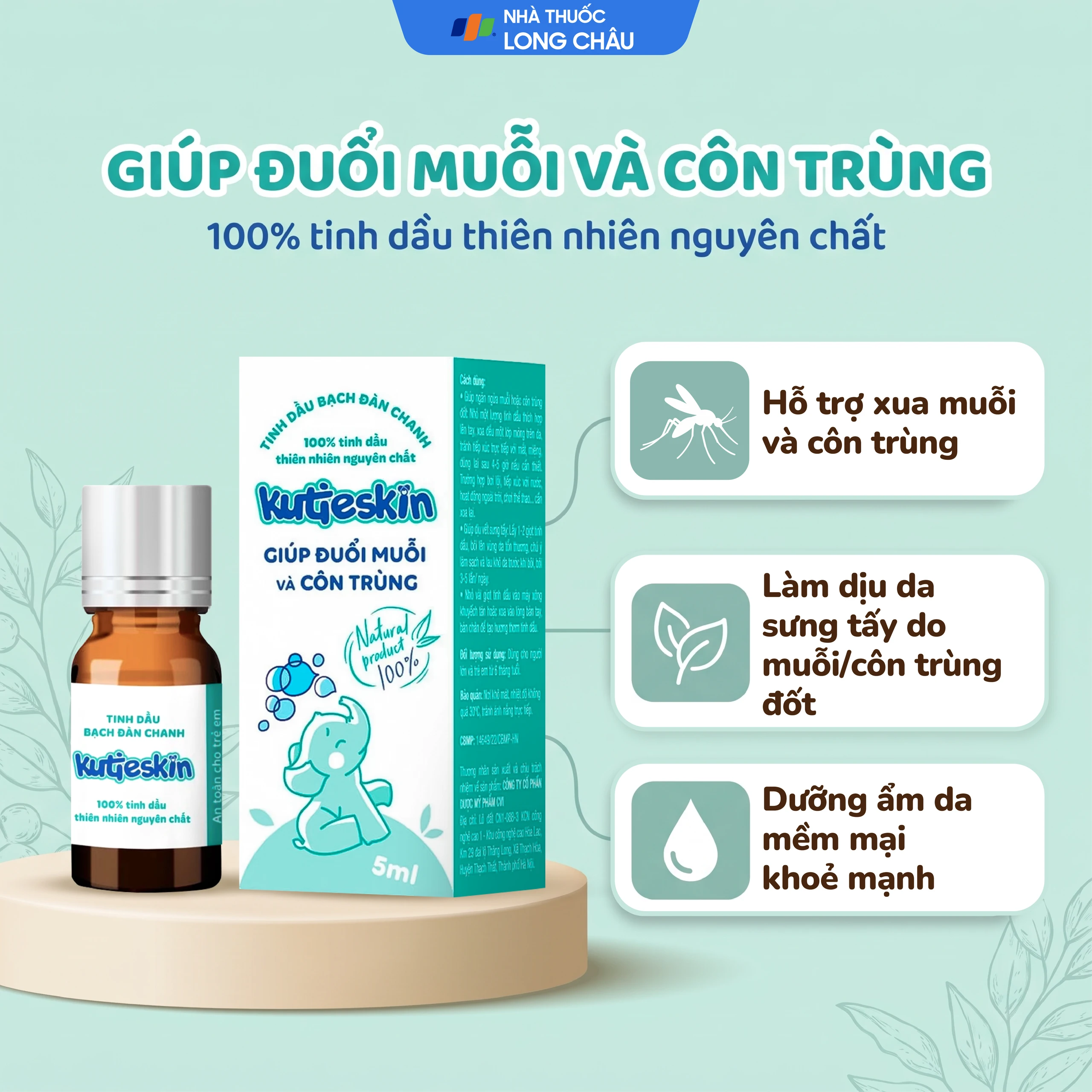 Dầu bạch đàn chanh Kutieskin đuổi muỗi và côn trùng (5ml) 2