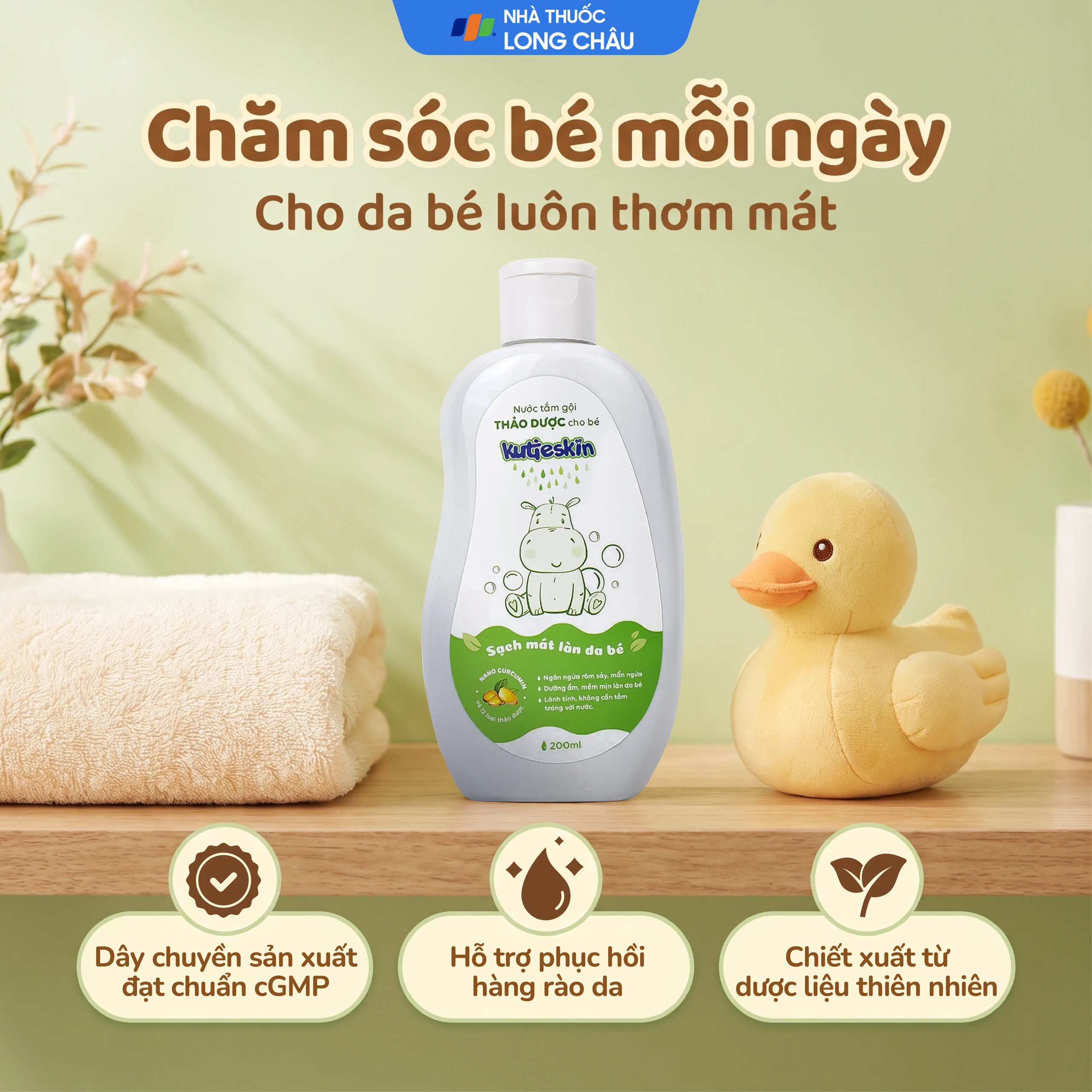 Nước tắm gội thảo dược cho bé Kutieskin làm sạch, dưỡng mềm da và tóc (200ml) 6