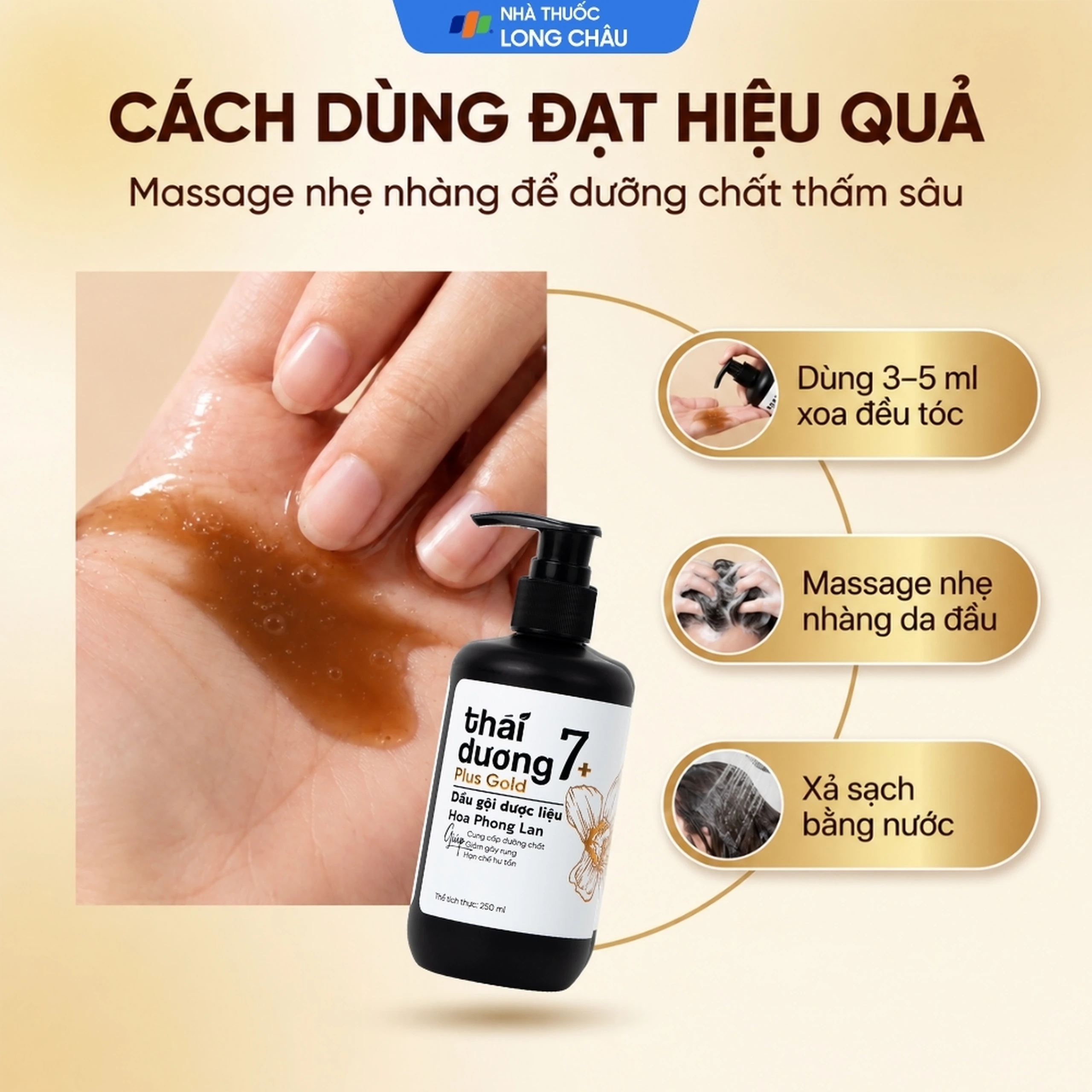Dầu gội dược liệu Thái Dương 7 Plus Gold ngừa rụng tóc, giảm ngứa 250ml 5