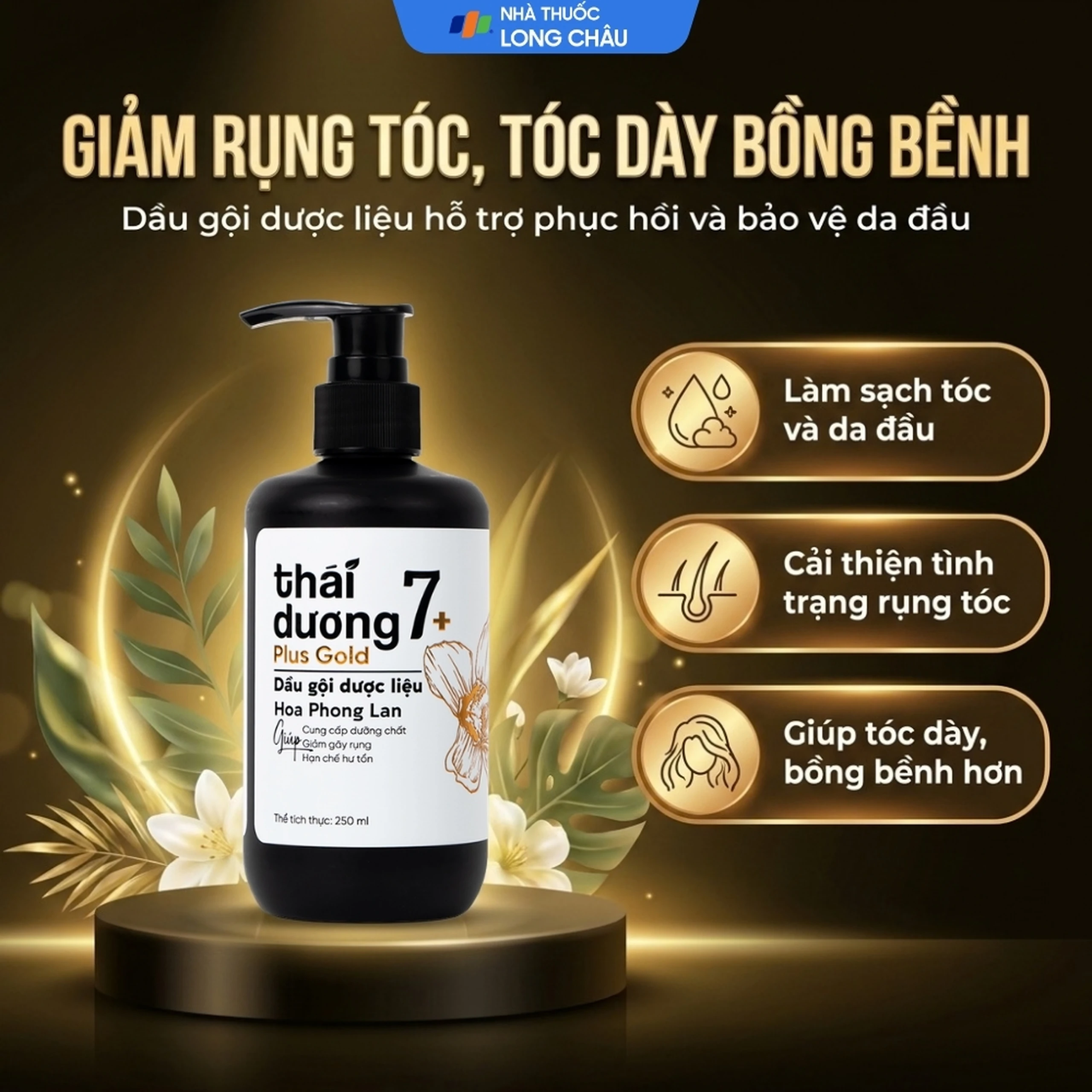 Dầu gội dược liệu Thái Dương 7 Plus Gold ngừa rụng tóc, giảm ngứa 250ml 2