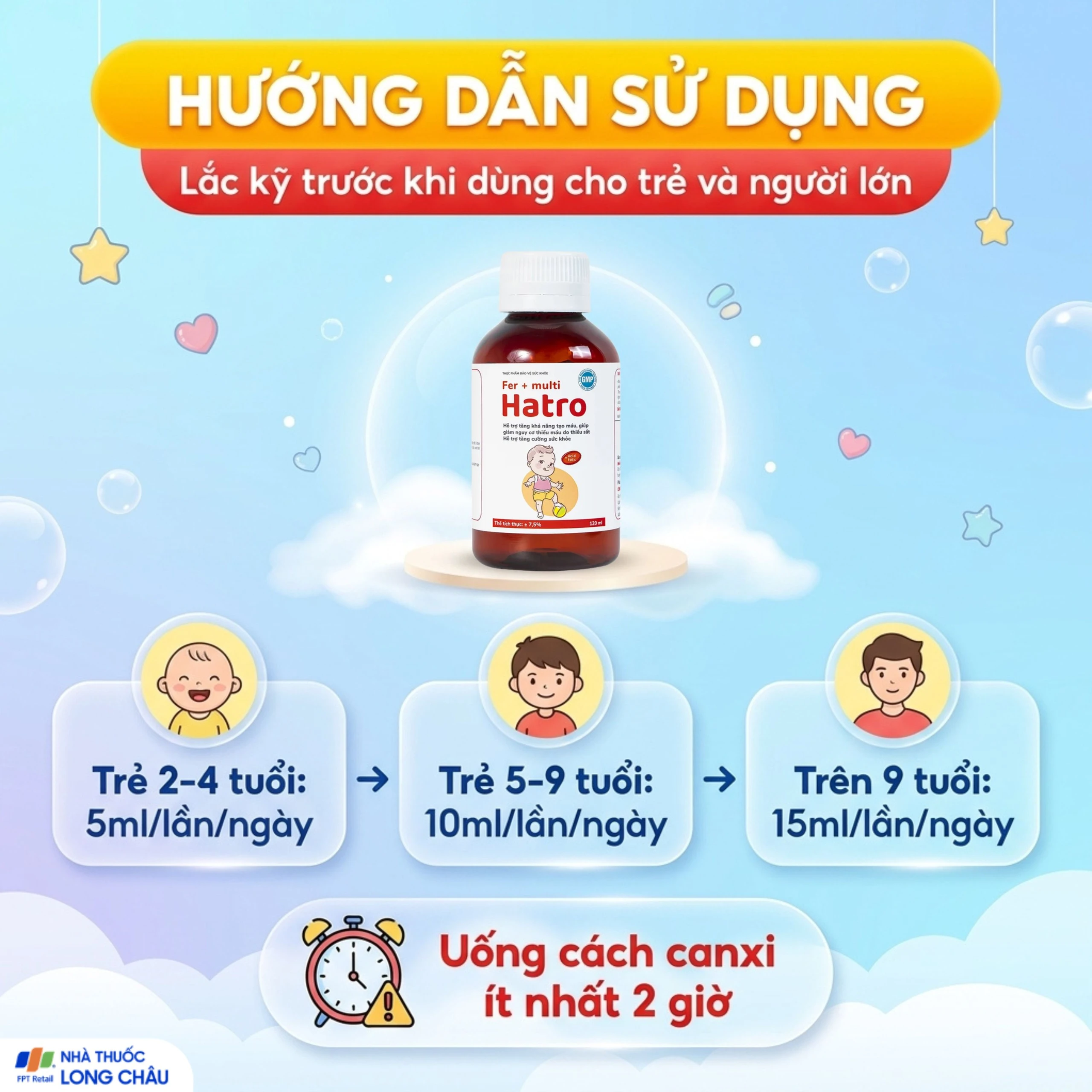 Siro bổ sung sắt và Vitamin nhóm B, giảm nguy cơ thiếu máu cho trẻ Fer + Multi Hatro (120ml) 5