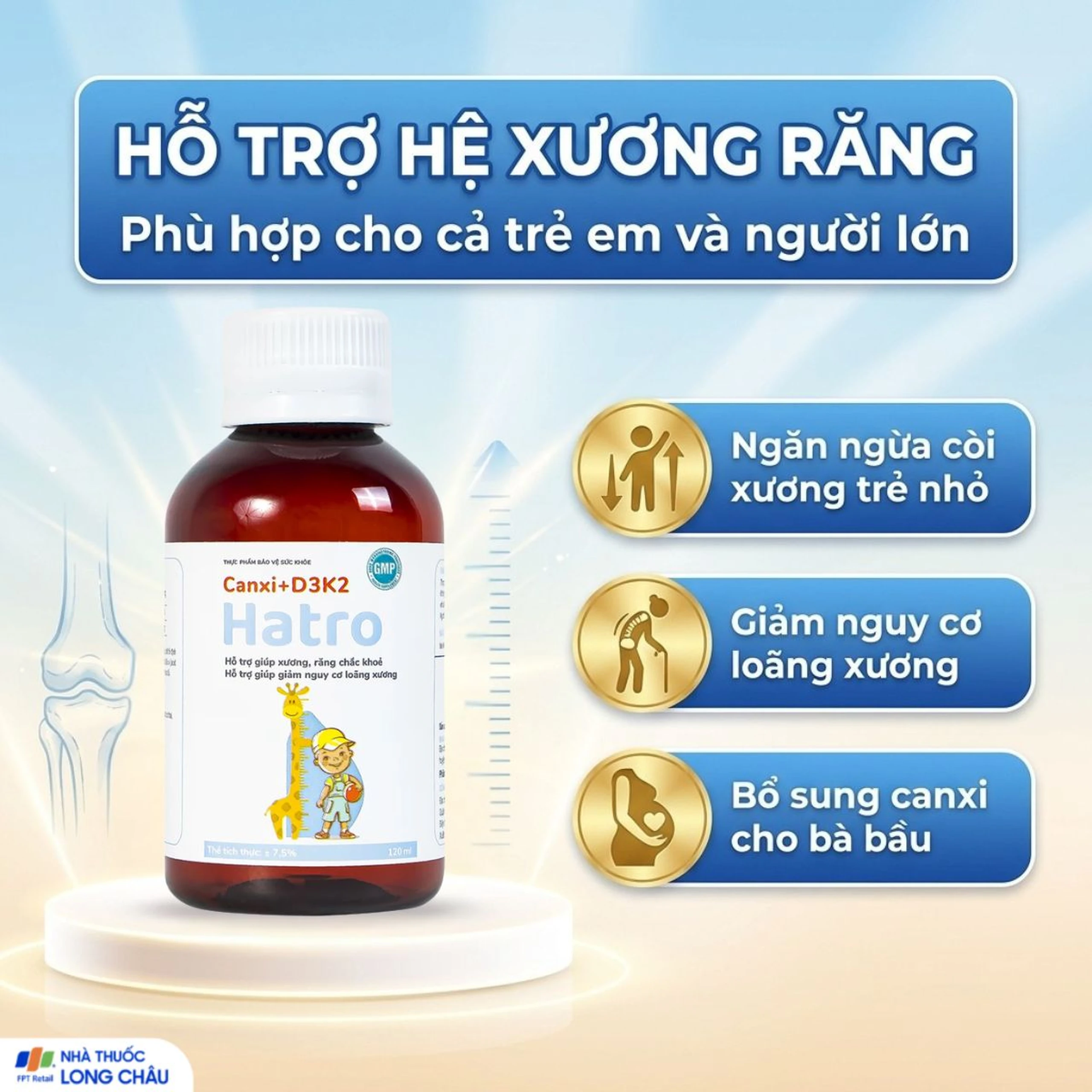 Siro bổ sung canxi giúp xương răng chắc khỏe Canxi + D3K2 Hatro (120ml) 5