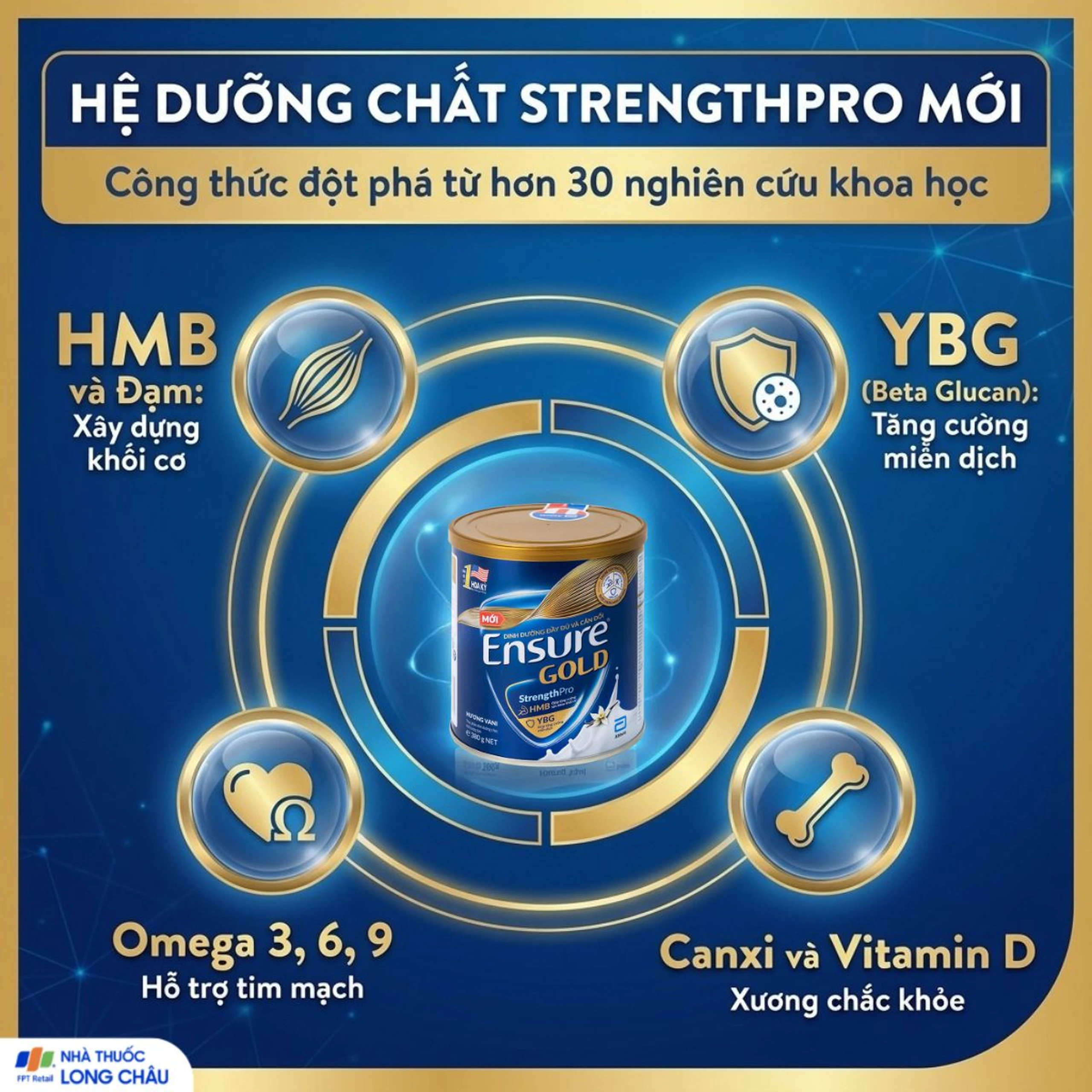 Sữa tăng cường sức khỏe khối cơ tăng miễn dịch Ensure Gold StrengthPro hương vani (380g) 3
