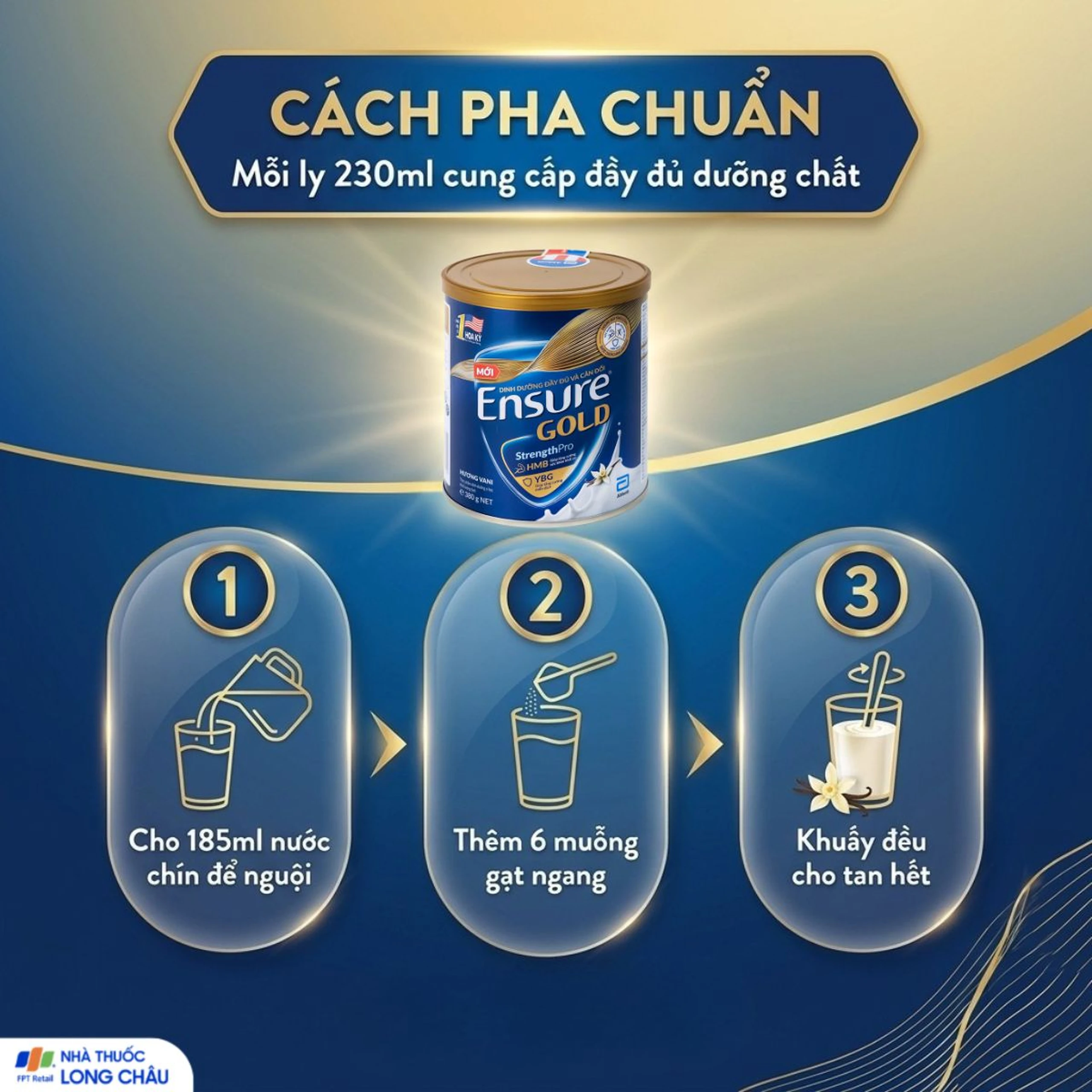 Sữa tăng cường sức khỏe khối cơ tăng miễn dịch Ensure Gold StrengthPro hương vani (380g) 5