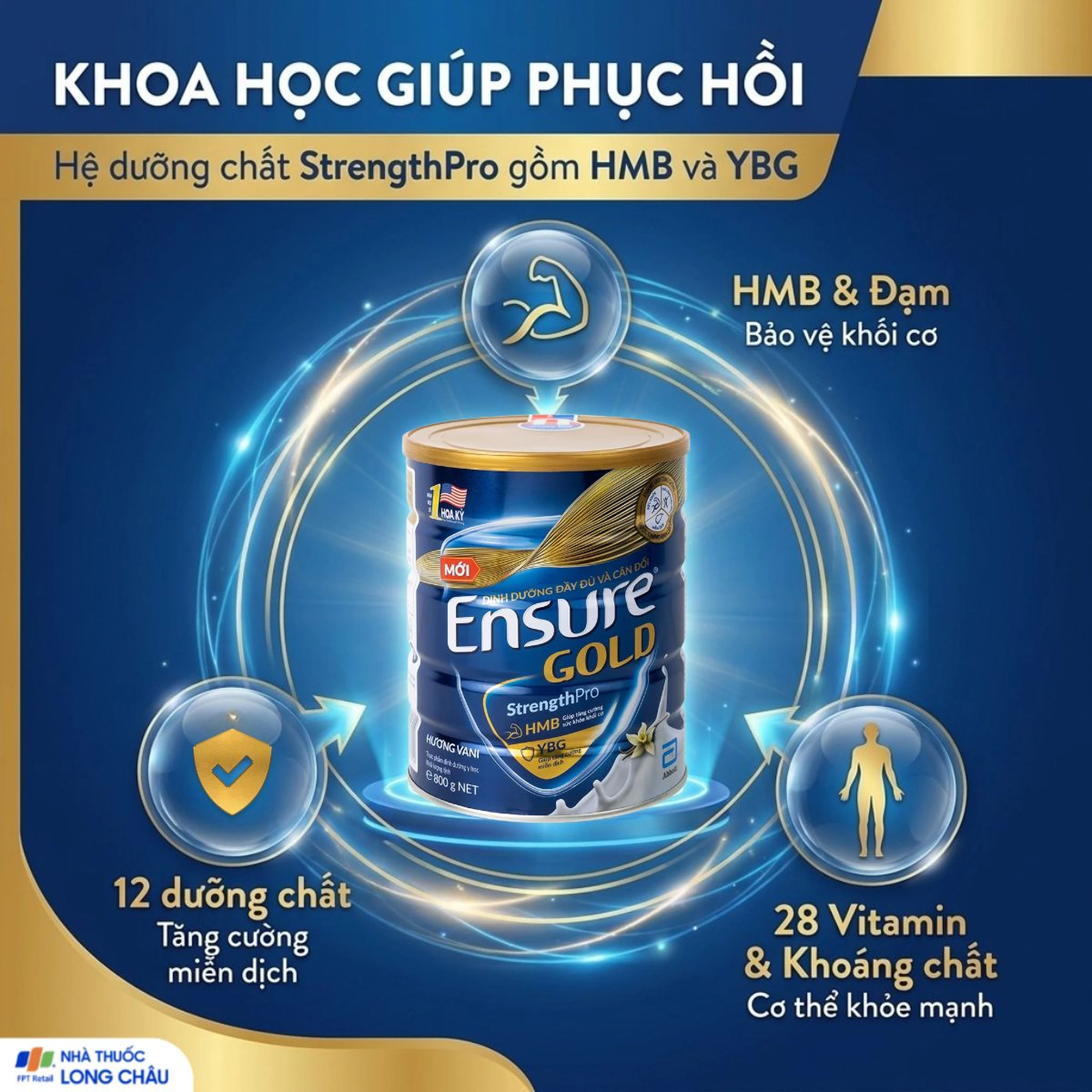 Sữa tăng cường sức khỏe khối cơ tăng miễn dịch Ensure Gold StrengthPro hương vani (800g) 3