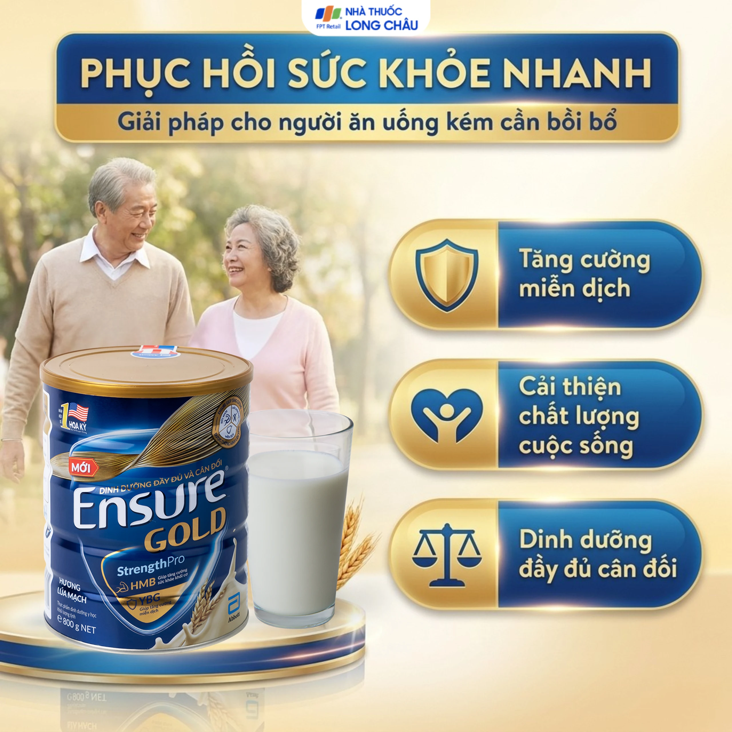 Sữa tăng cường sức khỏe khối cơ tăng miễn dịch Ensure Gold StrengthPro hương lúa mạch (800g) 4