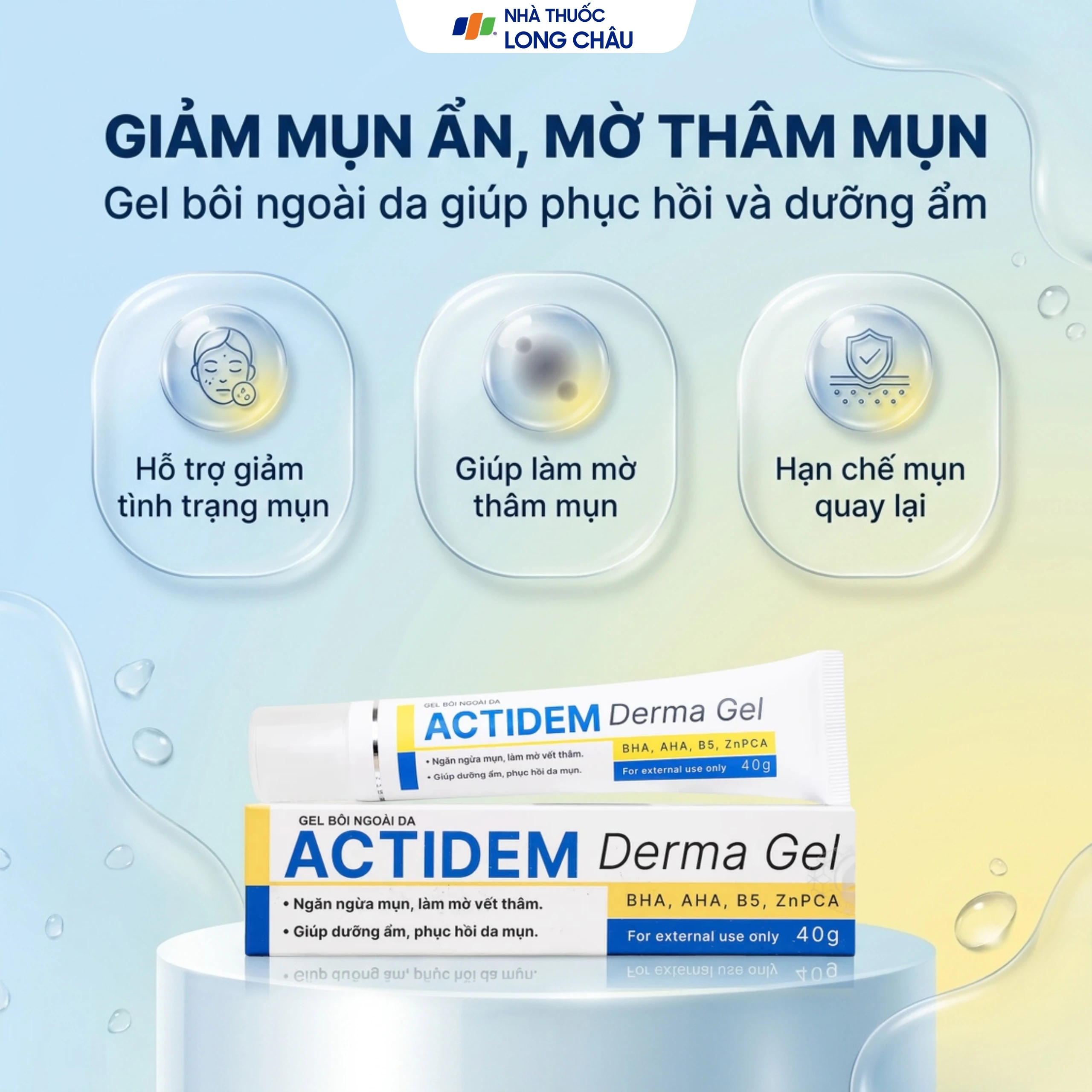 Gel Actidem Derma giúp ngăn ngừa mụn, làm mờ vết thâm (40g) 2