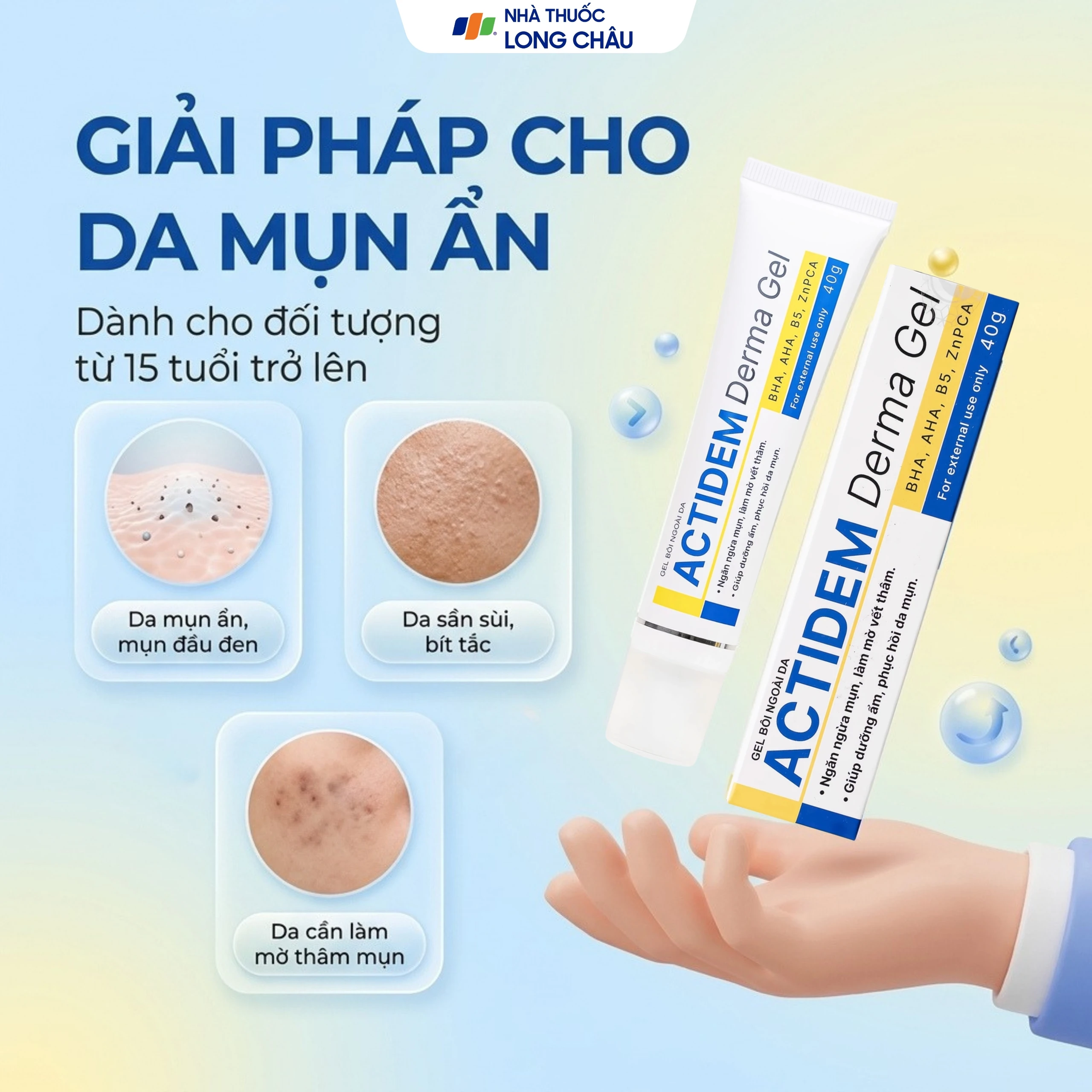 Gel Actidem Derma giúp ngăn ngừa mụn, làm mờ vết thâm (40g) 4