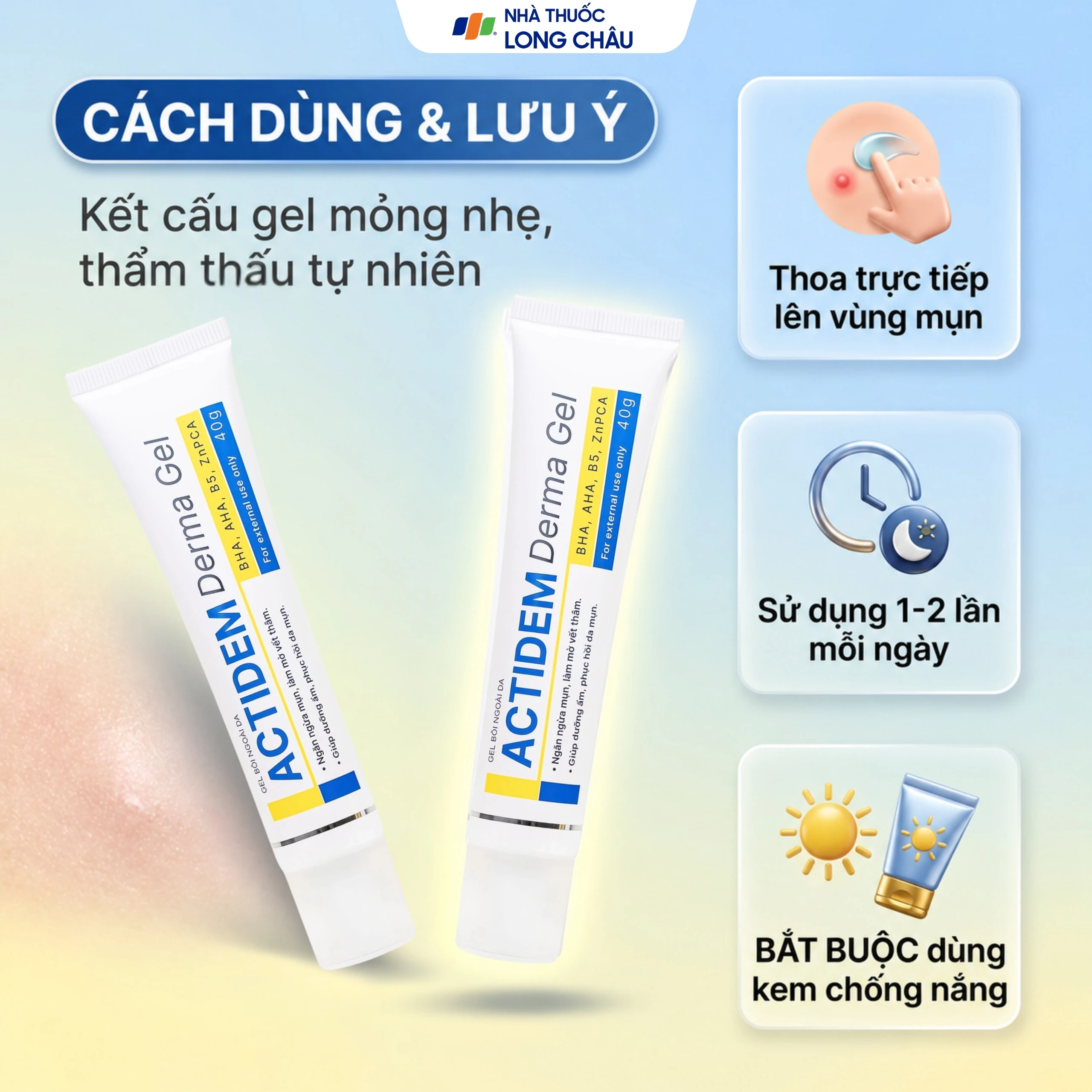 Gel Actidem Derma giúp ngăn ngừa mụn, làm mờ vết thâm (40g) 5