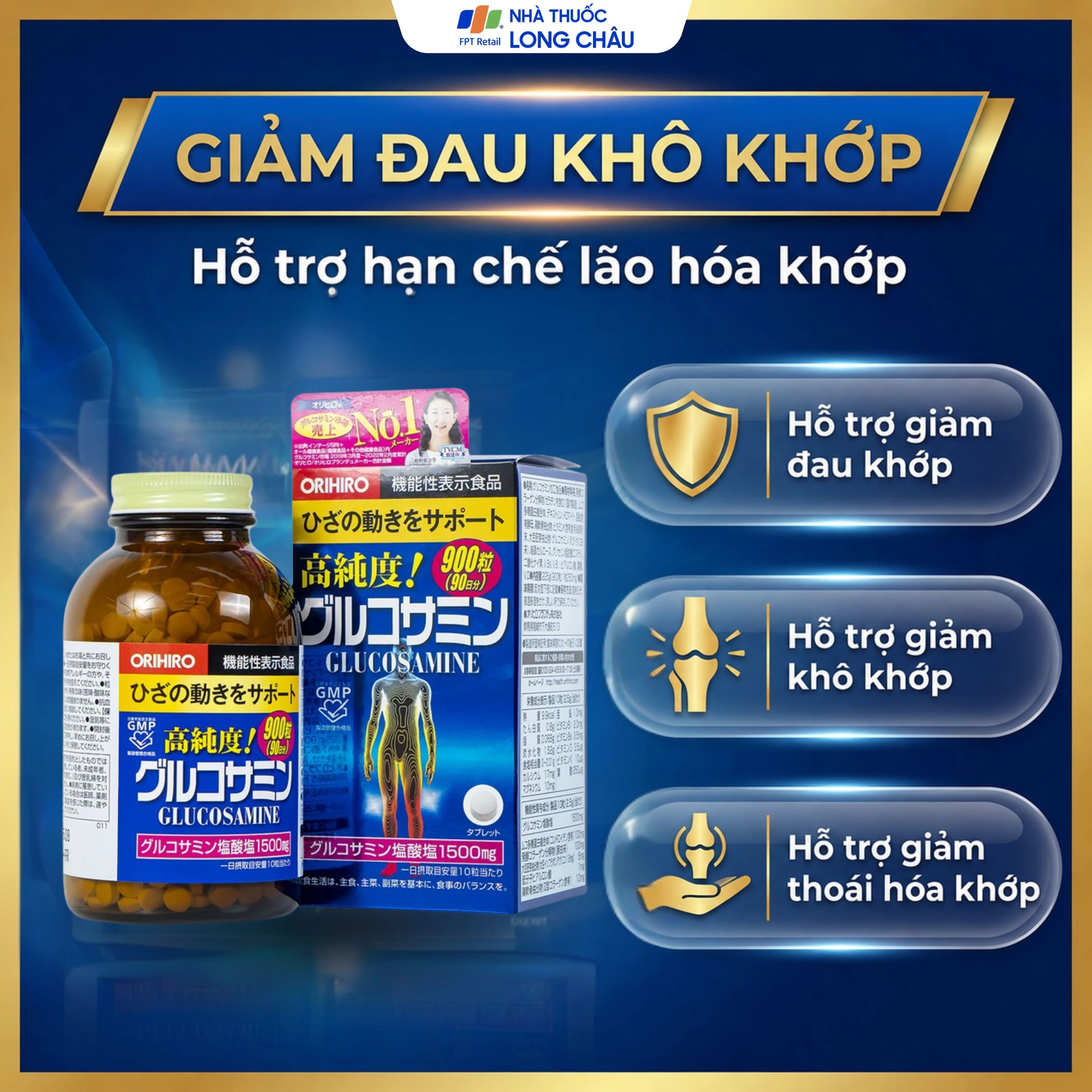 Viên uống hỗ trợ làm trơn ổ khớp hạn chế lão hóa khớp Orihiro Glucosamine (900 viên) 4
