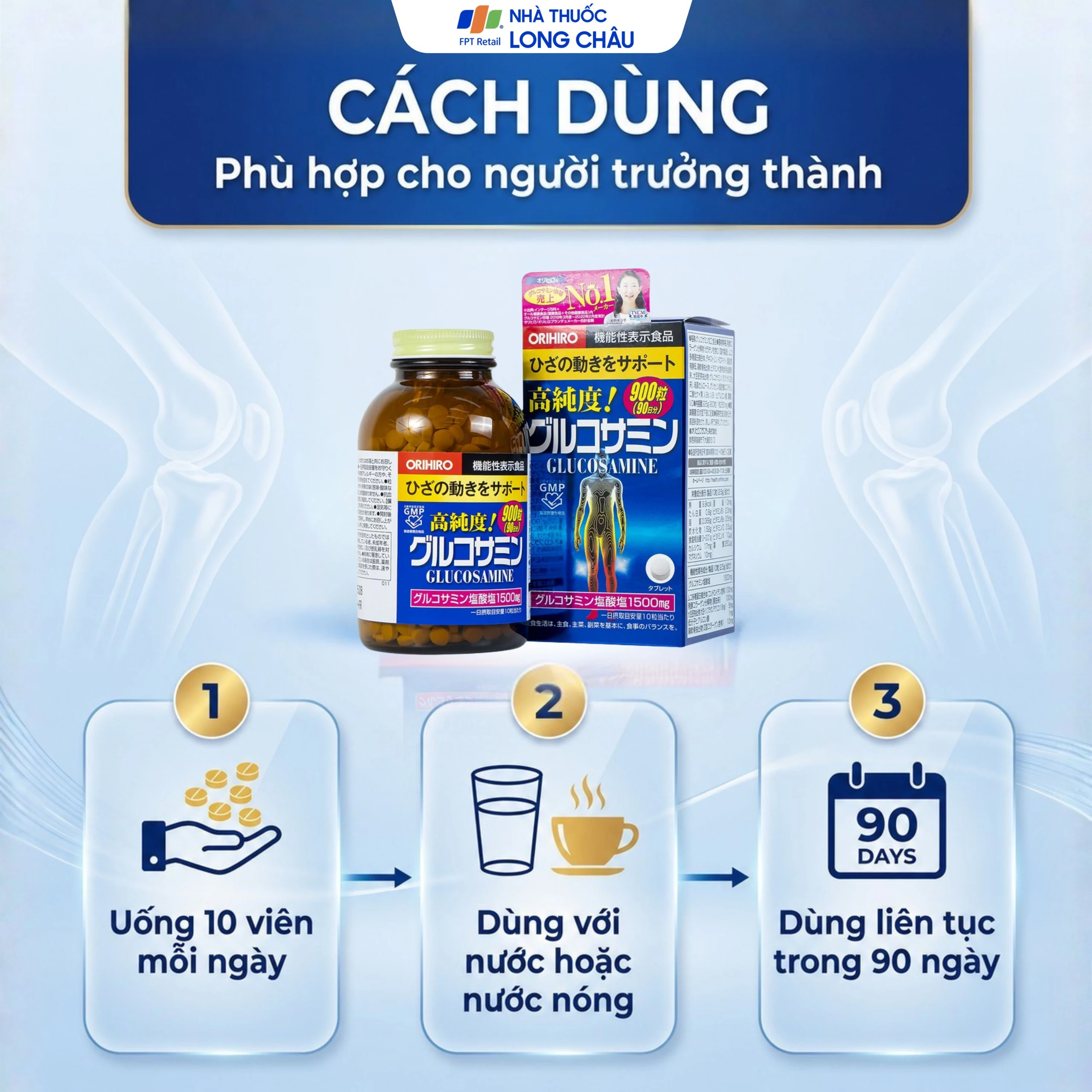 Viên uống hỗ trợ làm trơn ổ khớp hạn chế lão hóa khớp Orihiro Glucosamine (900 viên) 5