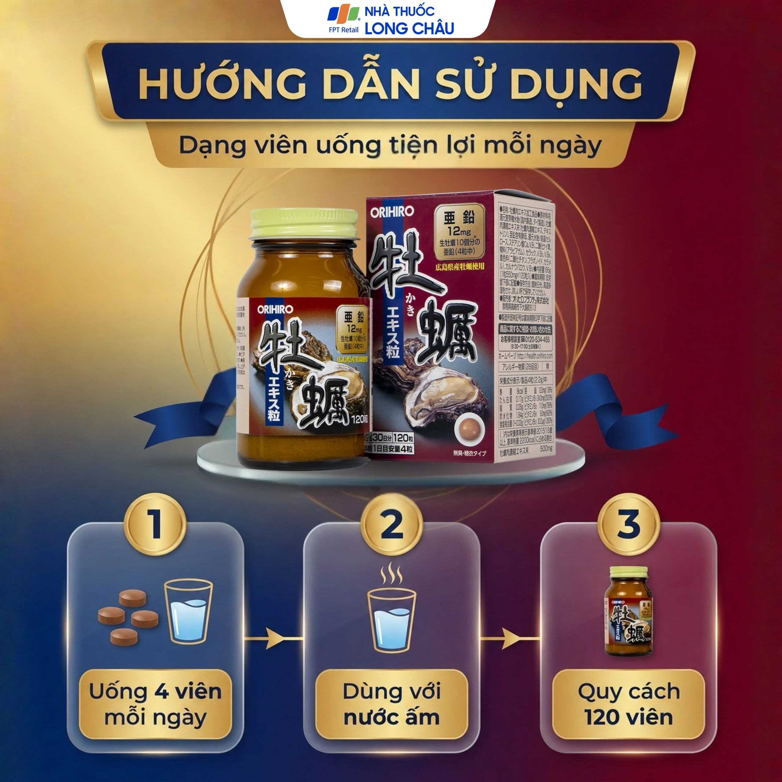 Viên uống tăng cường sinh lý cho nam giới Orihiro New Oyster Extract (120 viên) 5