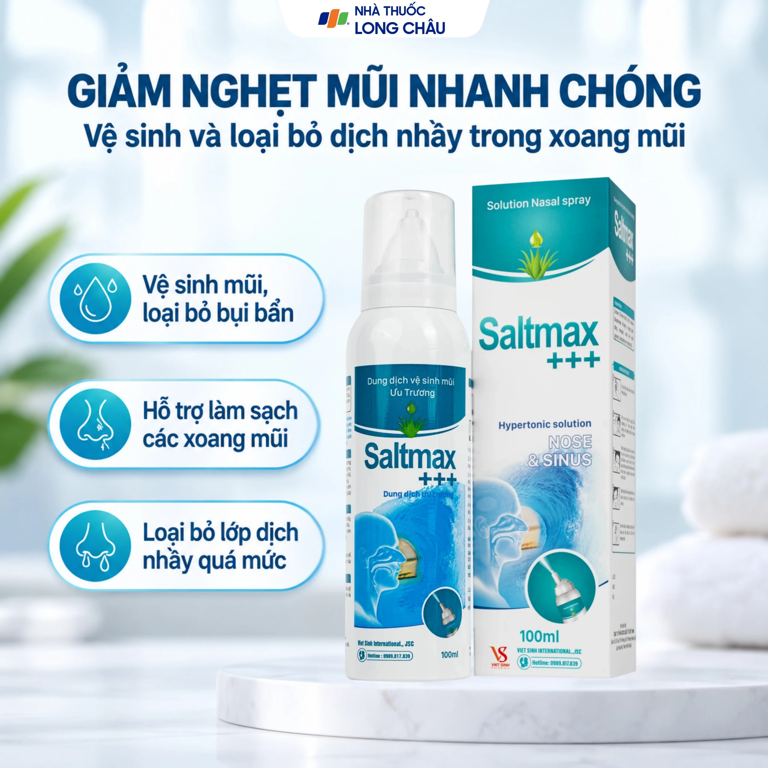 Xịt mũi Saltmax+++ 100ml giúp vệ sinh mũi, làm sạch chất nhầy 2