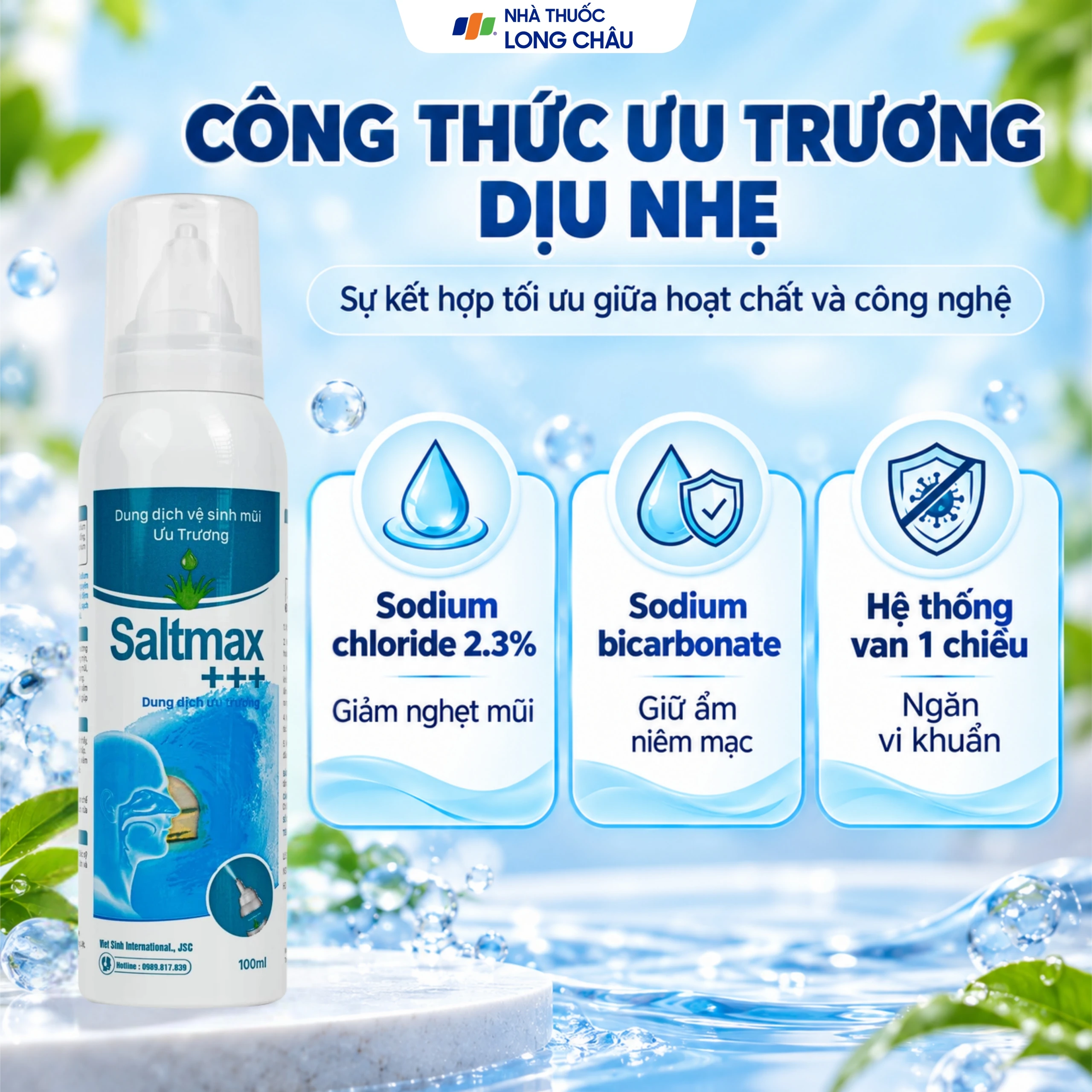 Xịt mũi Saltmax+++ 100ml giúp vệ sinh mũi, làm sạch chất nhầy 3