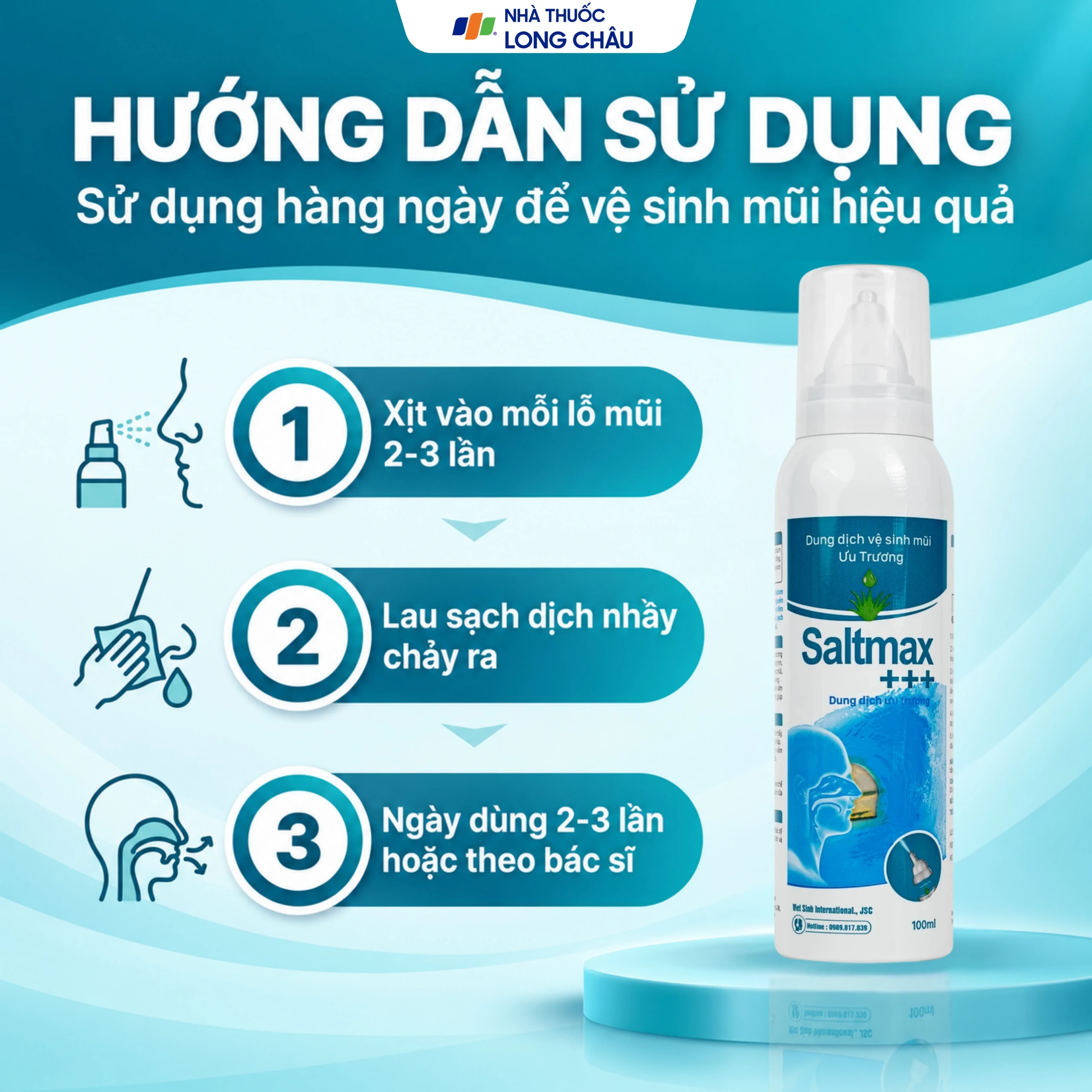 Xịt mũi Saltmax+++ 100ml giúp vệ sinh mũi, làm sạch chất nhầy 5