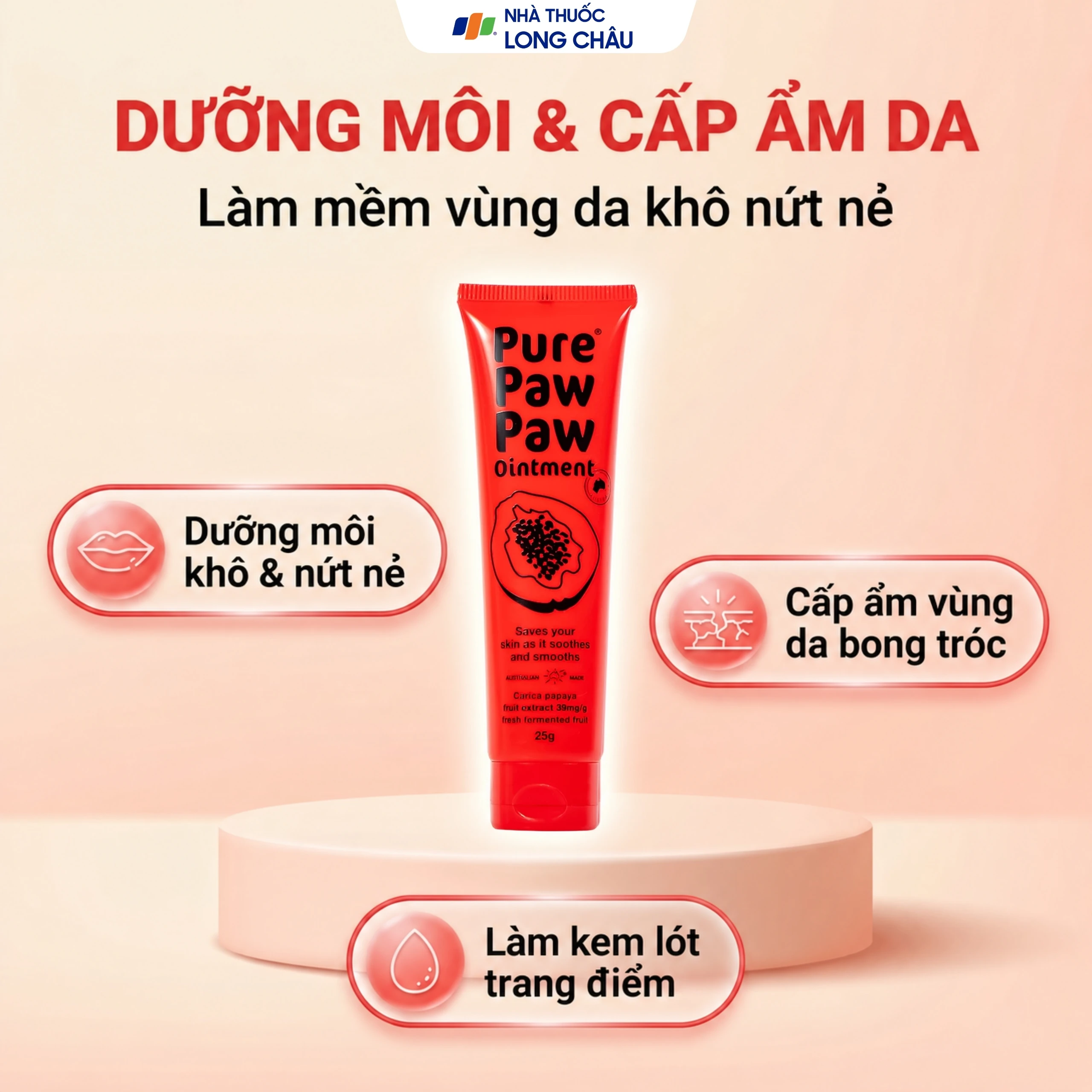 Kem bôi làm dịu da, vết cắn côn trùng Pure Paw Paw Ointment chiết xuất đu đủ 25g 2
