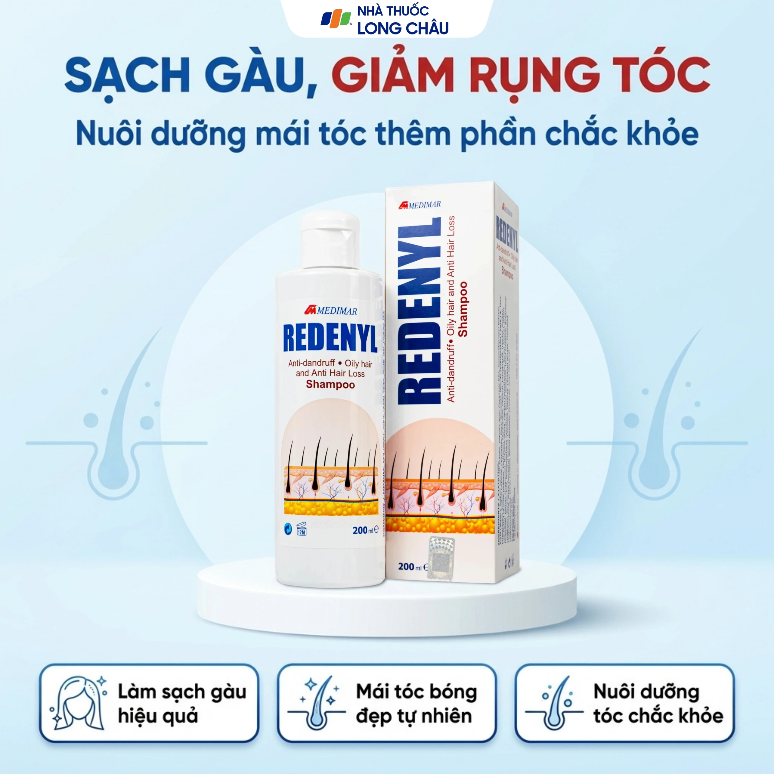 Dầu gội Redenyl Medimar chống rụng, kích thích mọc tóc (200ml) 2
