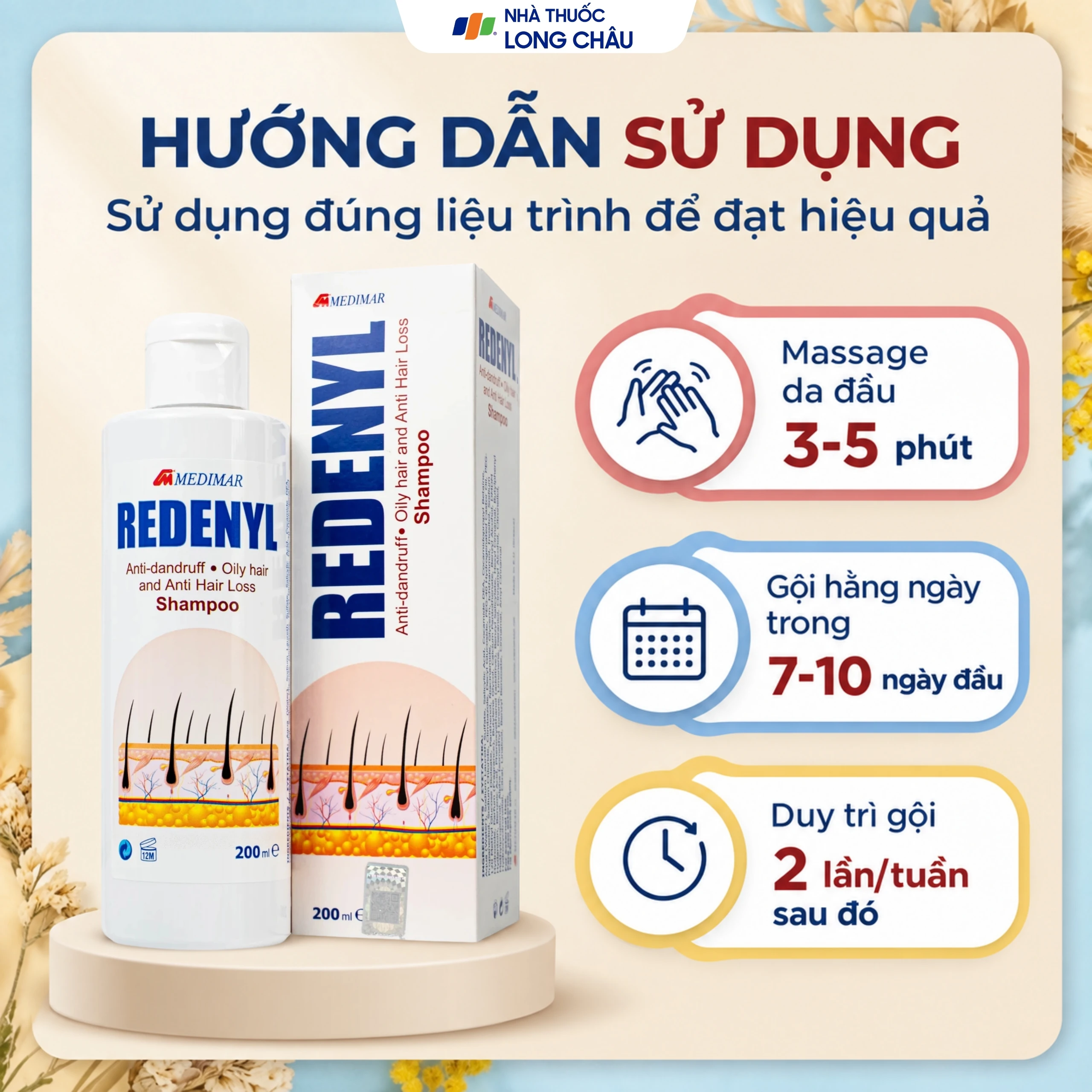 Dầu gội Redenyl Medimar chống rụng, kích thích mọc tóc (200ml) 5