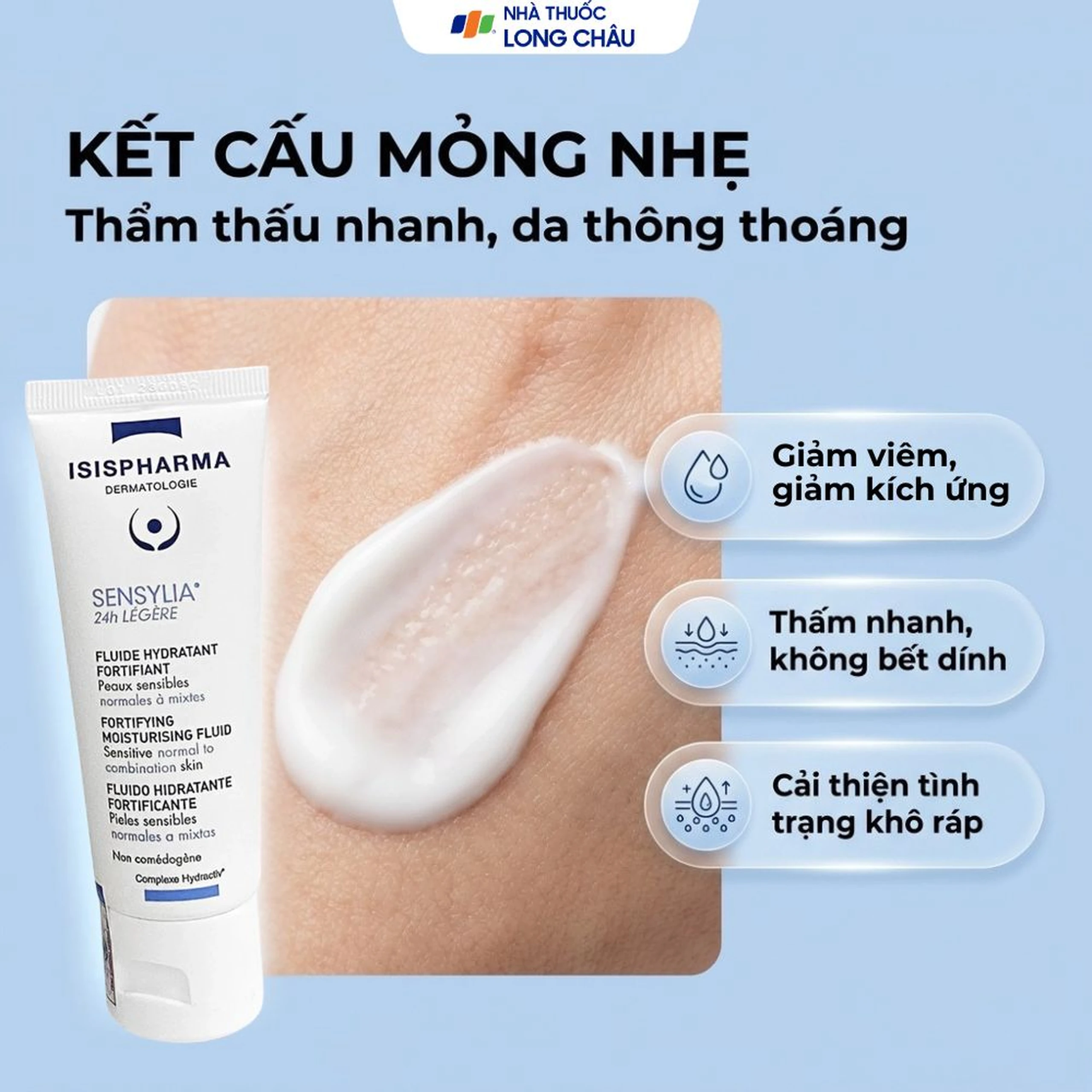 Kem bôi dịu da, dưỡng ẩm ISIS Pharma Sensylia 24h Légère 40ml 5