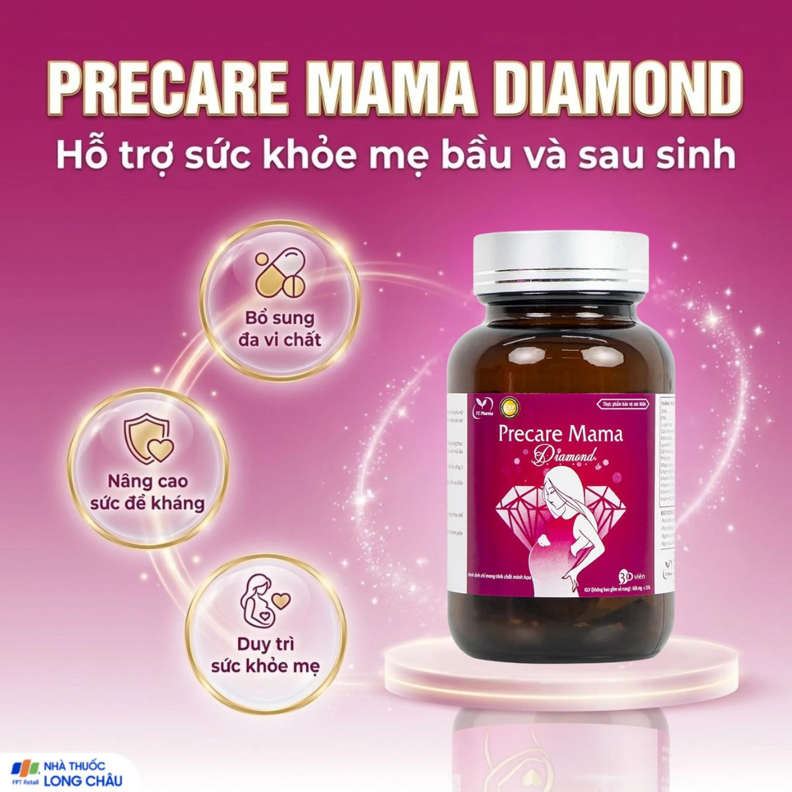 Viên uống Precare Mama Diamond cung cấp các vitamin, khoáng chất cho phụ nữ mang thai (30 viên) 2
