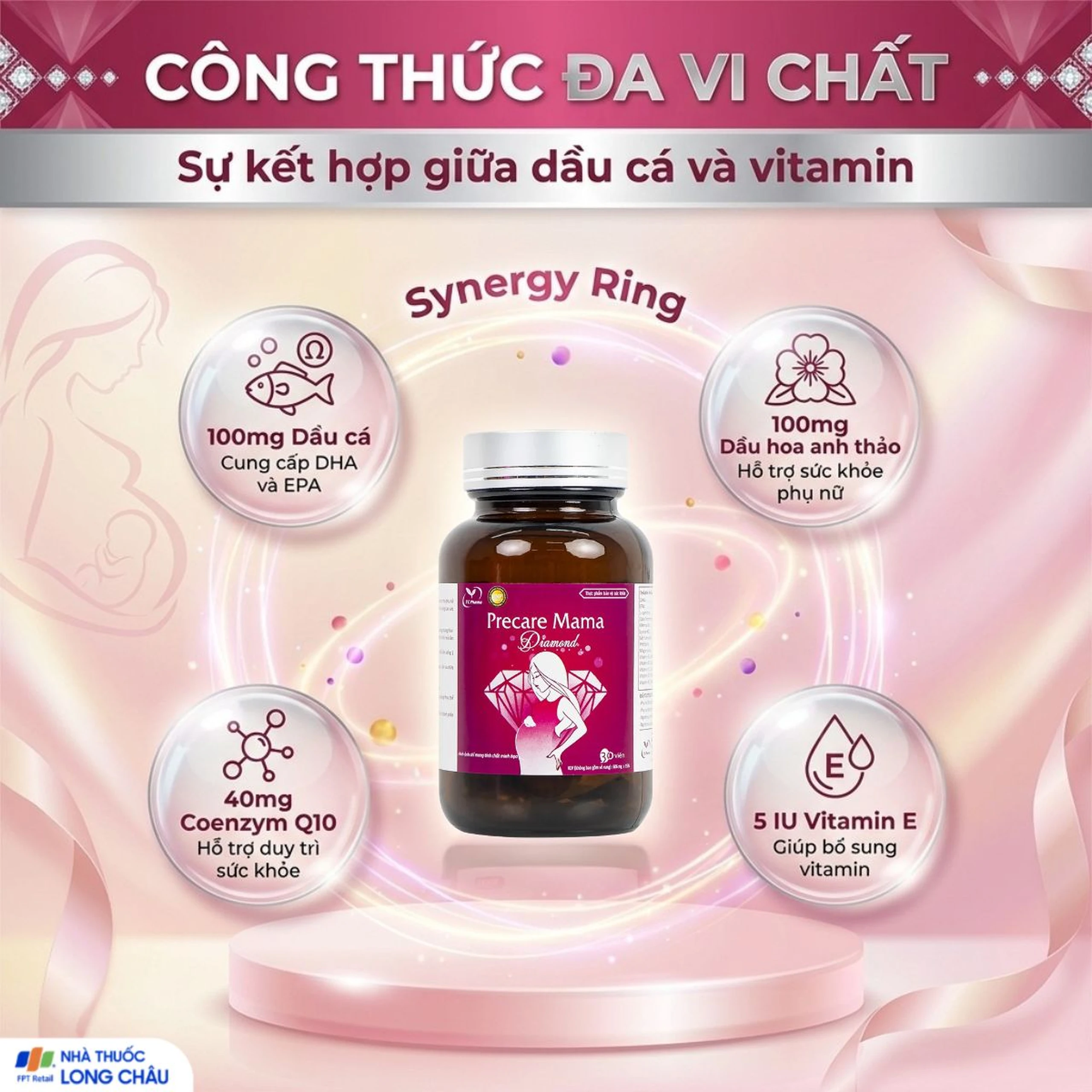 Viên uống Precare Mama Diamond cung cấp các vitamin, khoáng chất cho phụ nữ mang thai (30 viên) 4