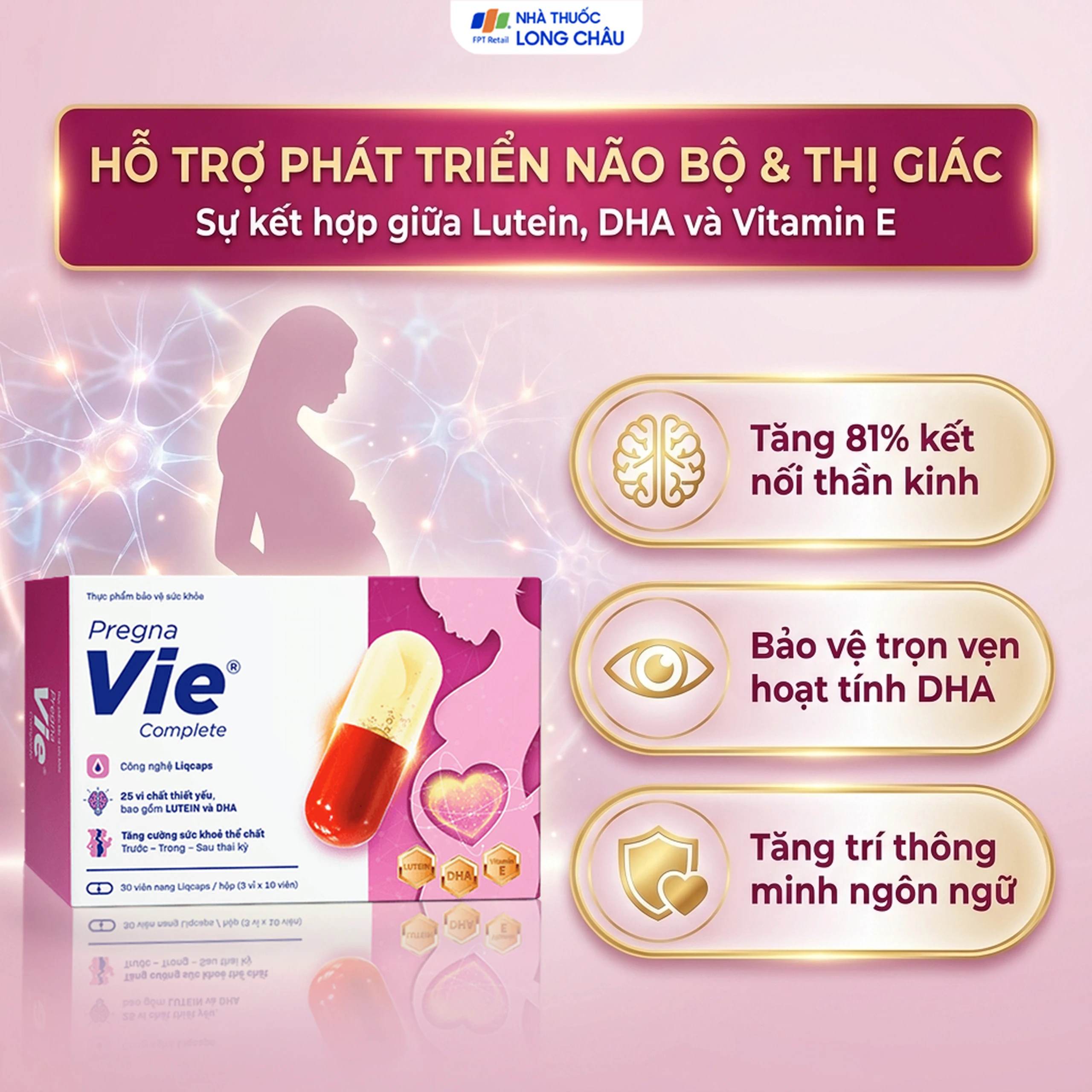 Viên uống cung cấp vitamin và khoáng chất cho phụ nữ mang thai và cho con bú PregnaVie Complete MHD (3 vỉ x 10 viên) 3