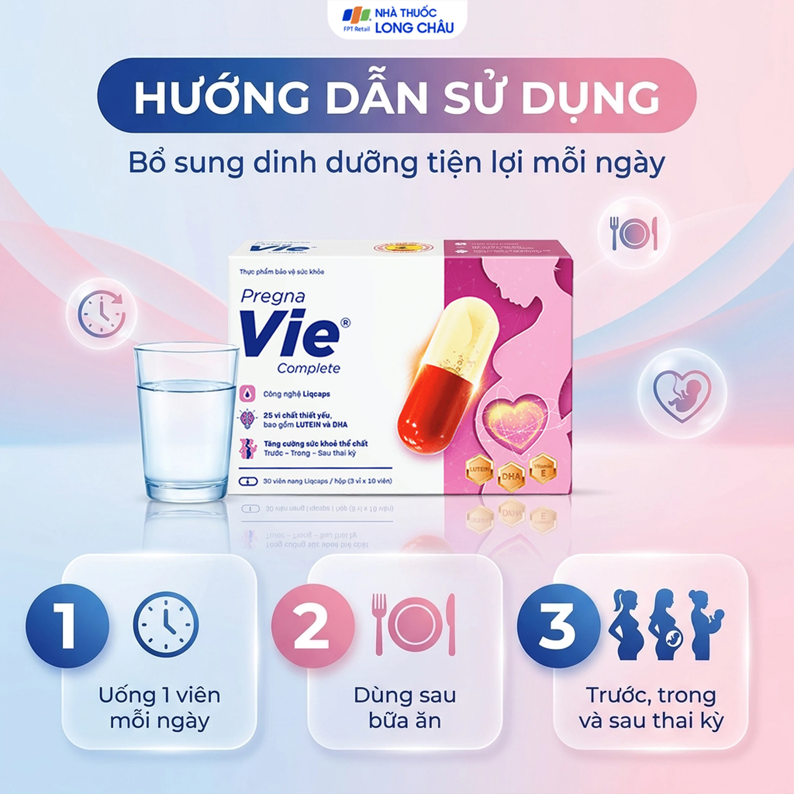 Viên uống cung cấp vitamin và khoáng chất cho phụ nữ mang thai và cho con bú PregnaVie Complete MHD (3 vỉ x 10 viên) 5