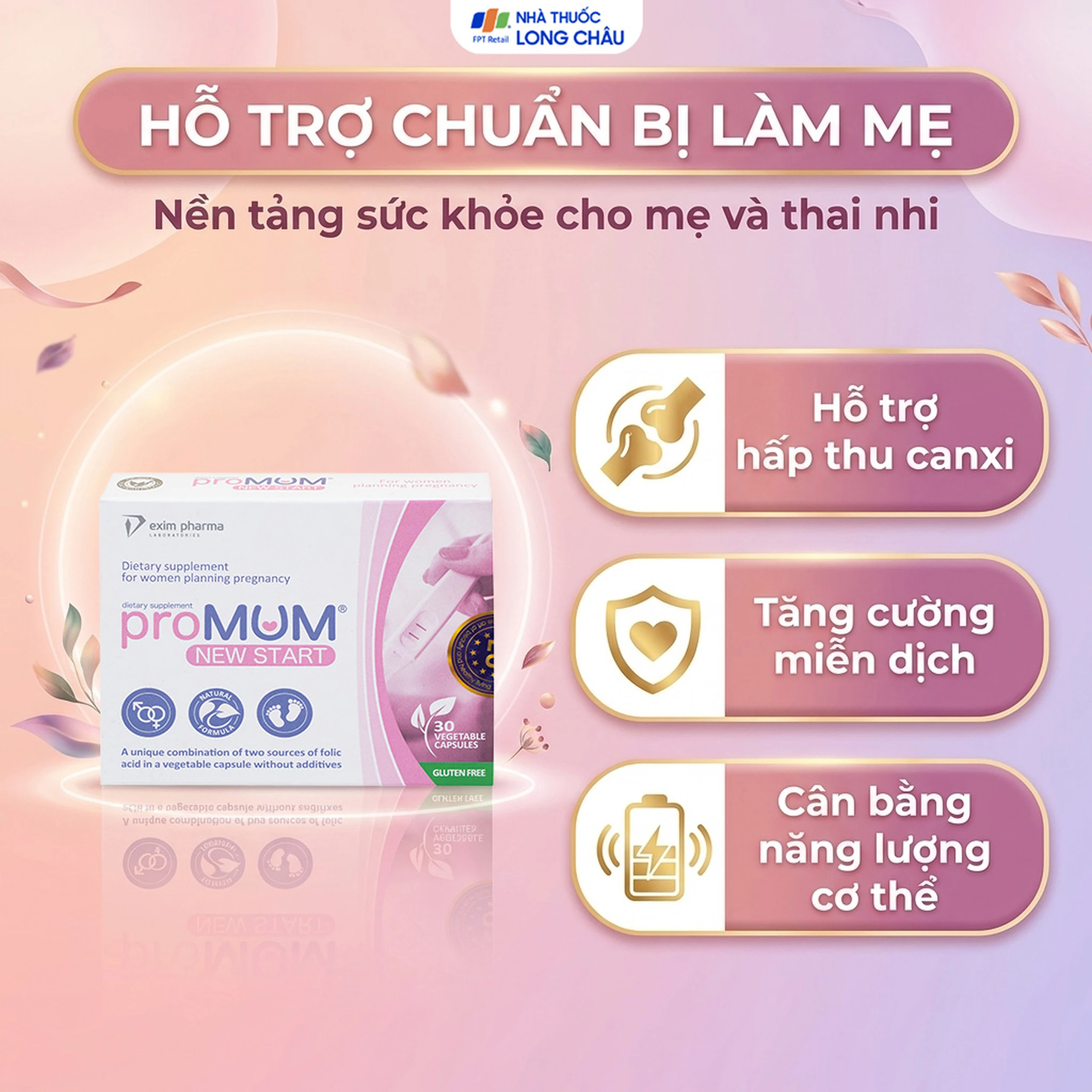 Viên uống bổ sung acid folic, kẽm, vitamin cho phụ nữ có kế hoạch mang thai proMUM New Start (2 vỉ x 15 viên) 4