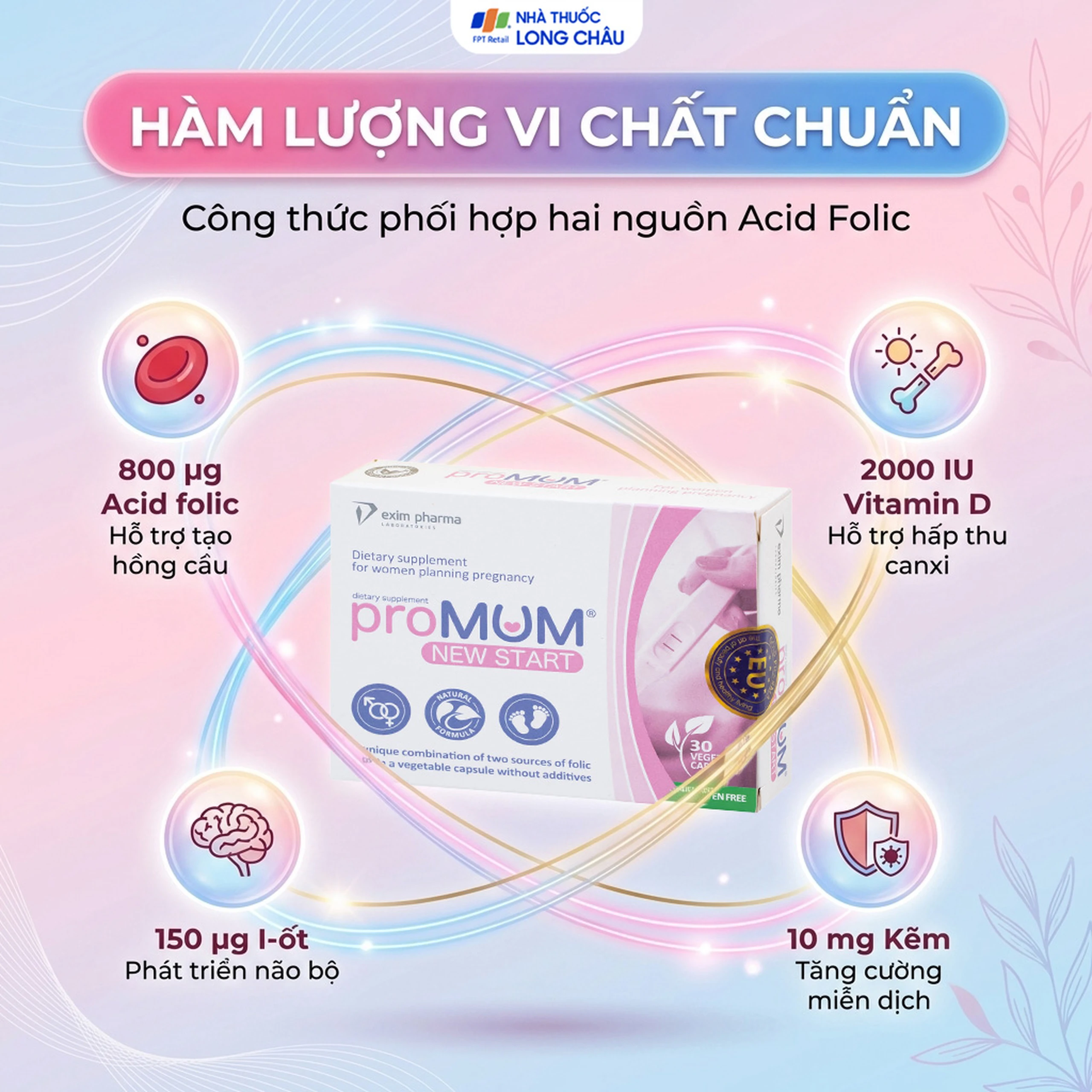 Viên uống bổ sung acid folic, kẽm, vitamin cho phụ nữ có kế hoạch mang thai proMUM New Start (2 vỉ x 15 viên) 3