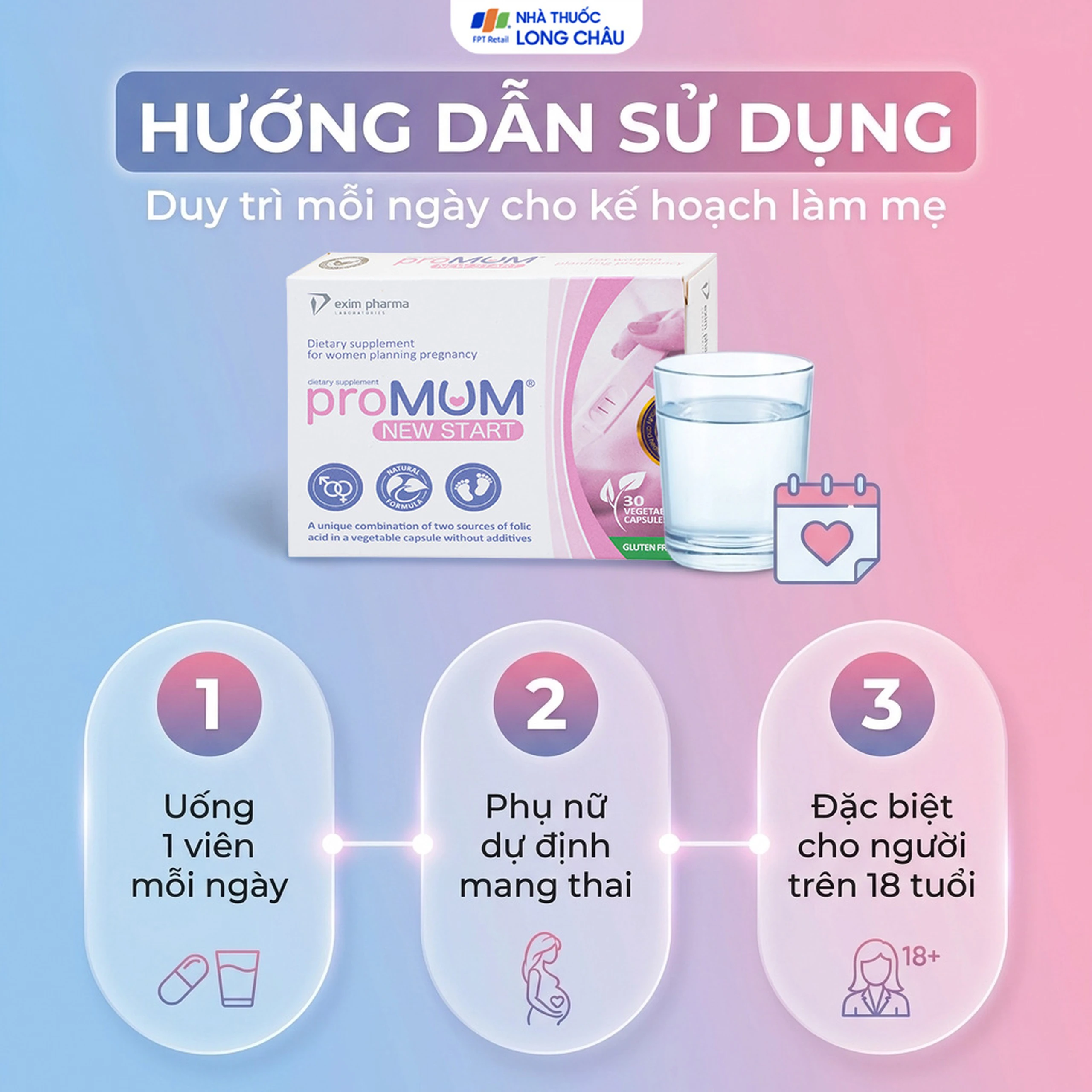 Viên uống bổ sung acid folic, kẽm, vitamin cho phụ nữ có kế hoạch mang thai proMUM New Start (2 vỉ x 15 viên) 5