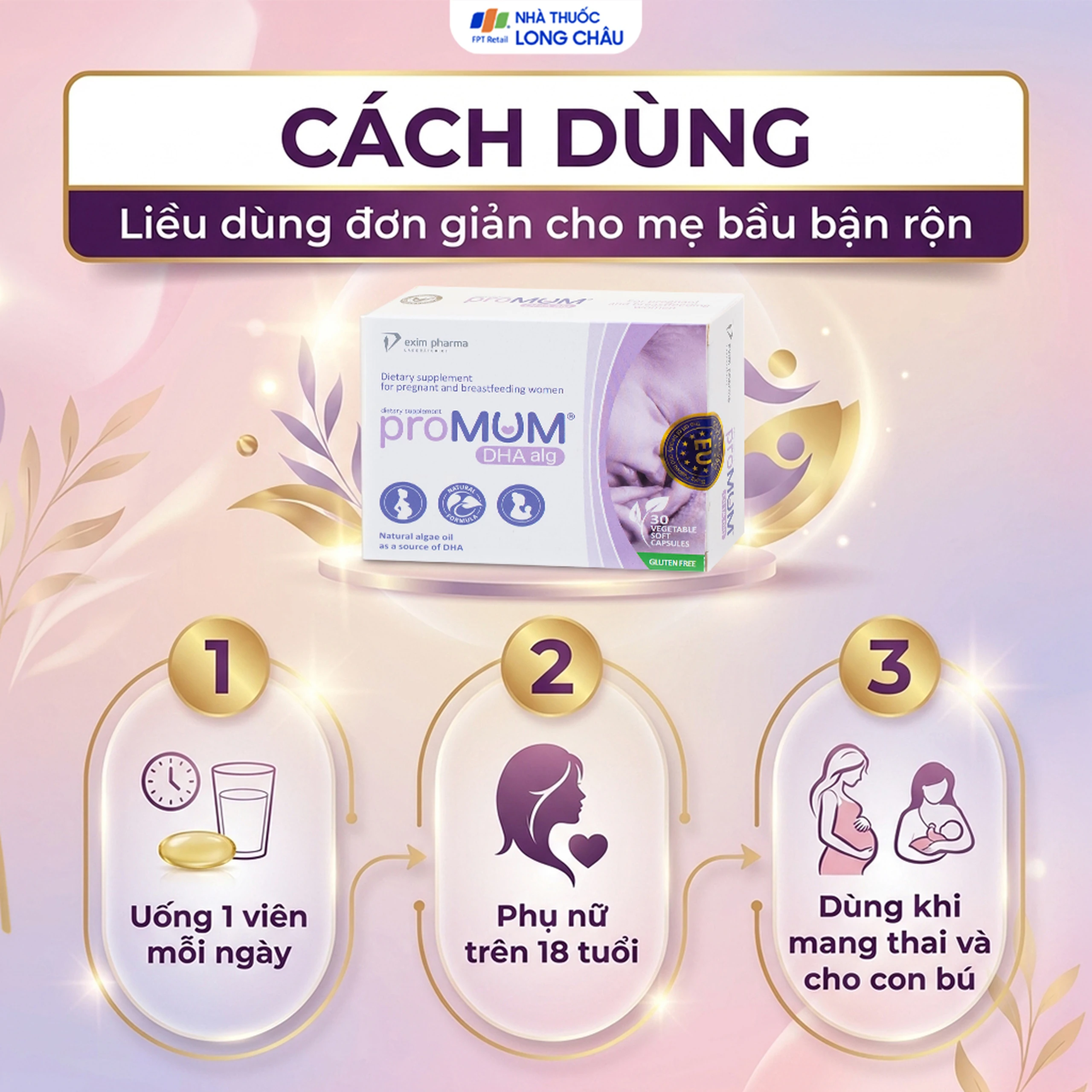 Viên uống bổ sung DHA cho phụ nữ có thai và cho con bú proMUM DHA Alg (3 vỉ x 10 viên) 5