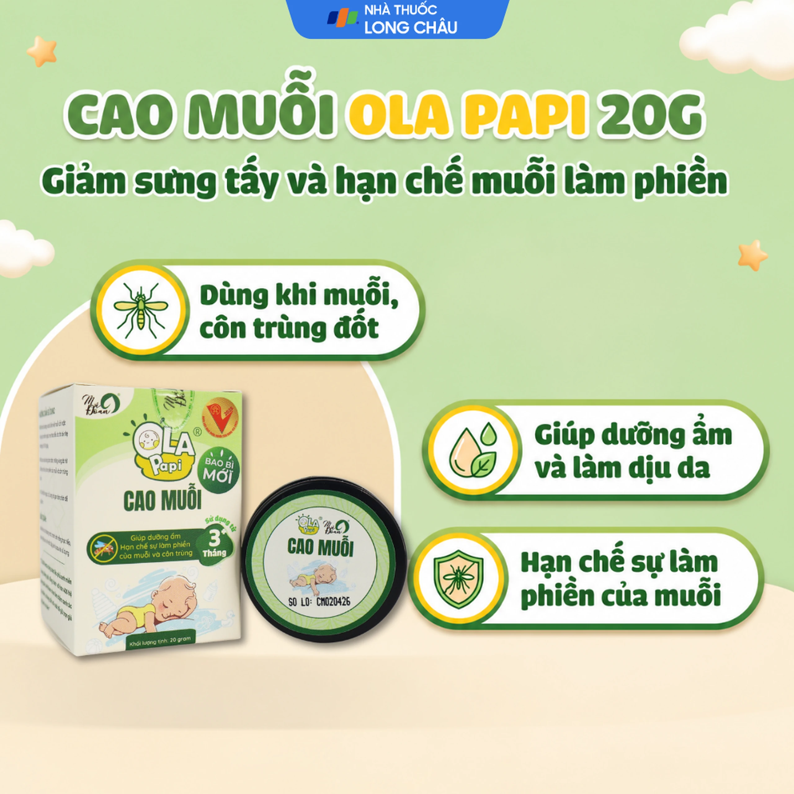 Cao Đuổi Muỗi Cho Bé, Giảm Sưng Tấy Do Côn Trùng Đốt Ola Papi (20g) 2