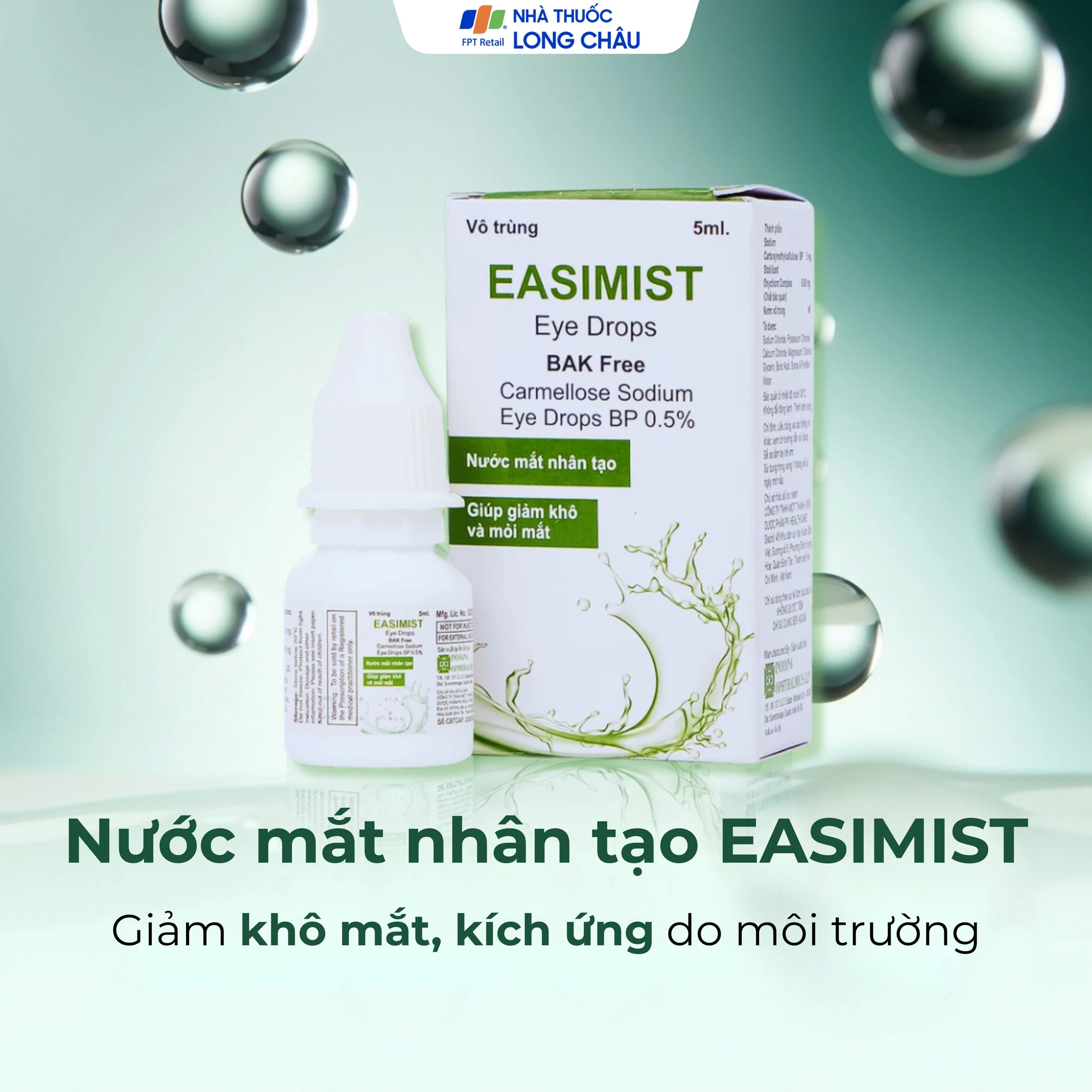 Nước mắt nhân tạo Easimist Eye Drops 5ml giảm khô mỏi mắt