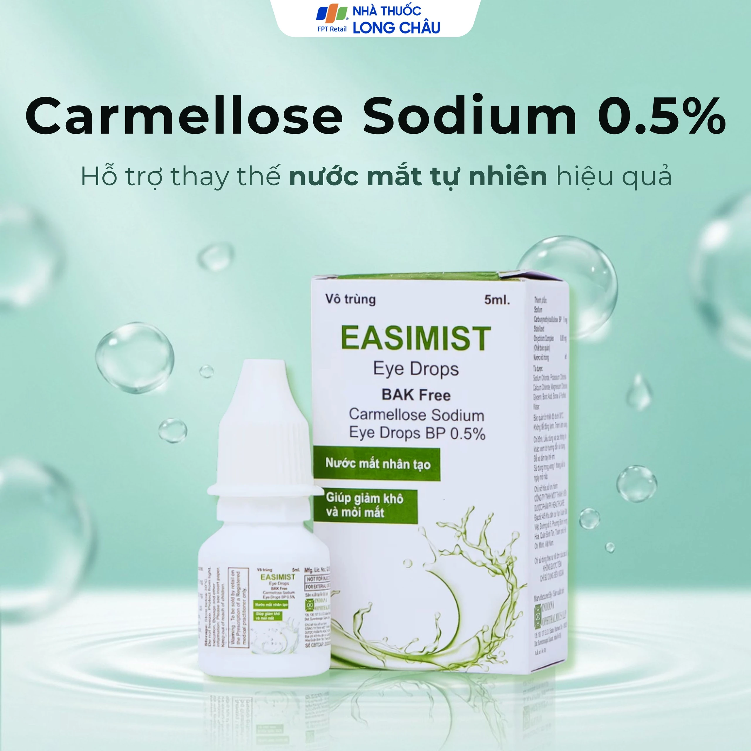 Nước mắt nhân tạo Easimist Eye Drops 5ml giảm khô mỏi mắt