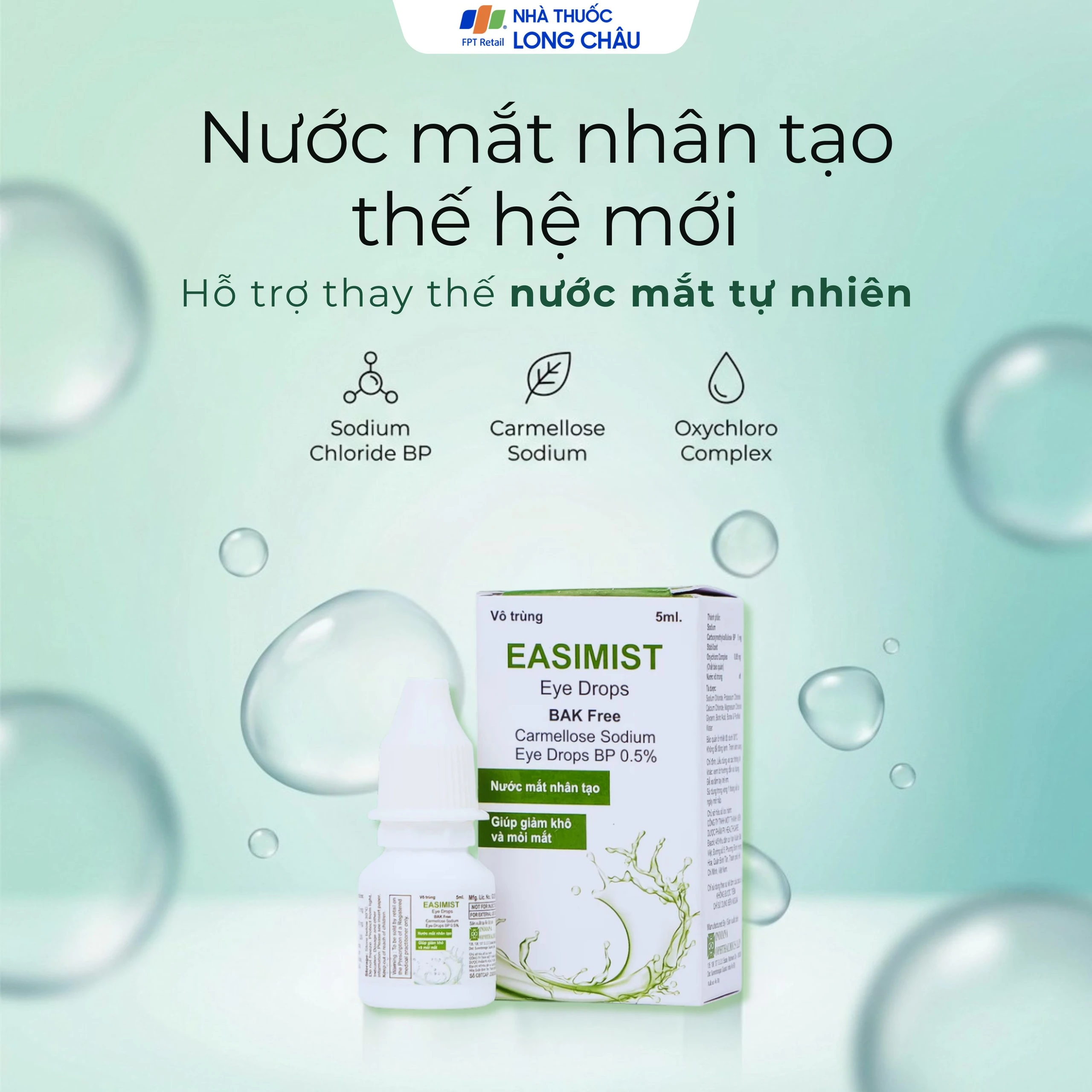 Nước mắt nhân tạo Easimist Eye Drops 5ml giảm khô mỏi mắt