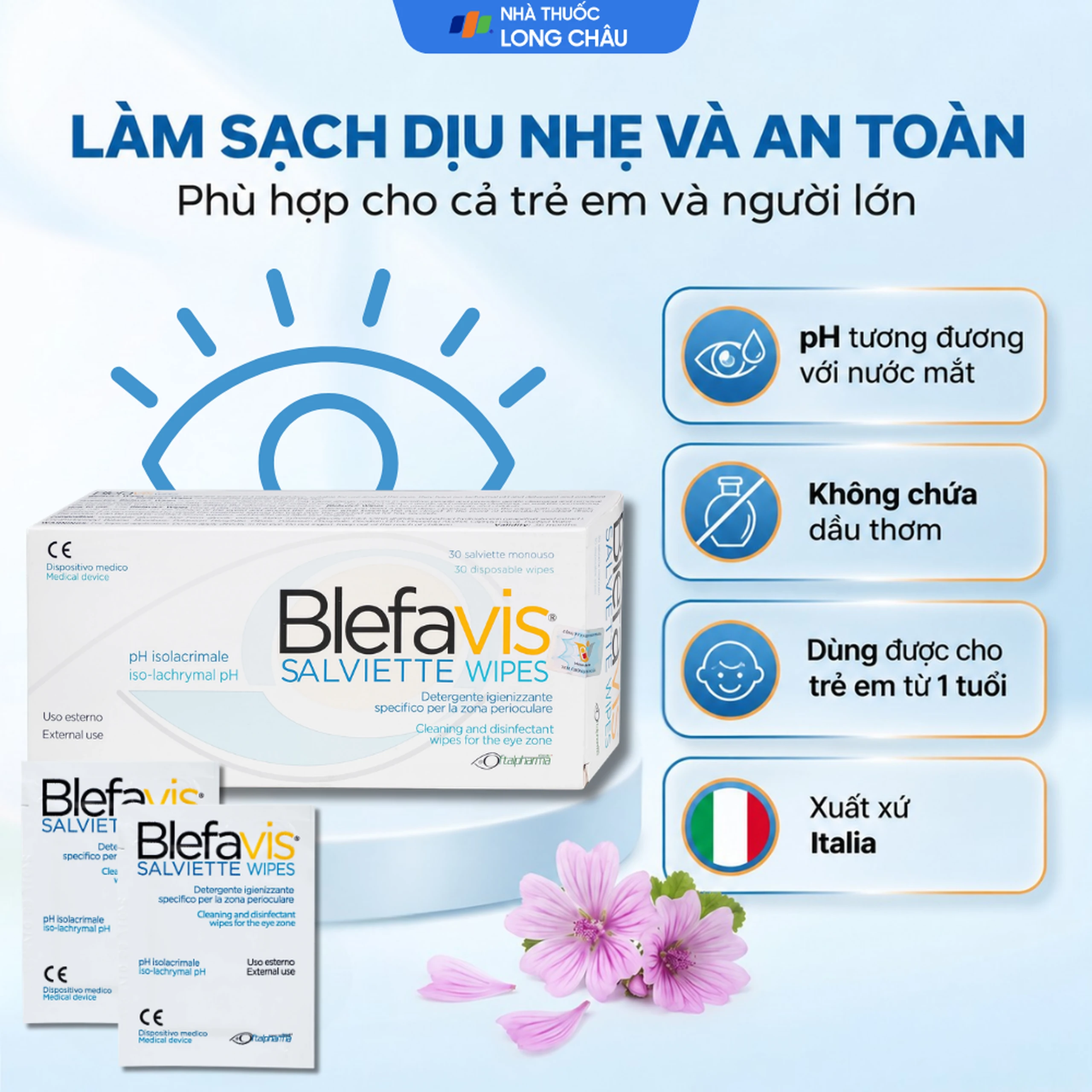 Gạc lau mi mắt Blefavis Wipes (30 miếng) làm sạch mí mắt nhạy cảm, viêm bờ mi, sát khuẩn trước & sau phẫu thuật 6