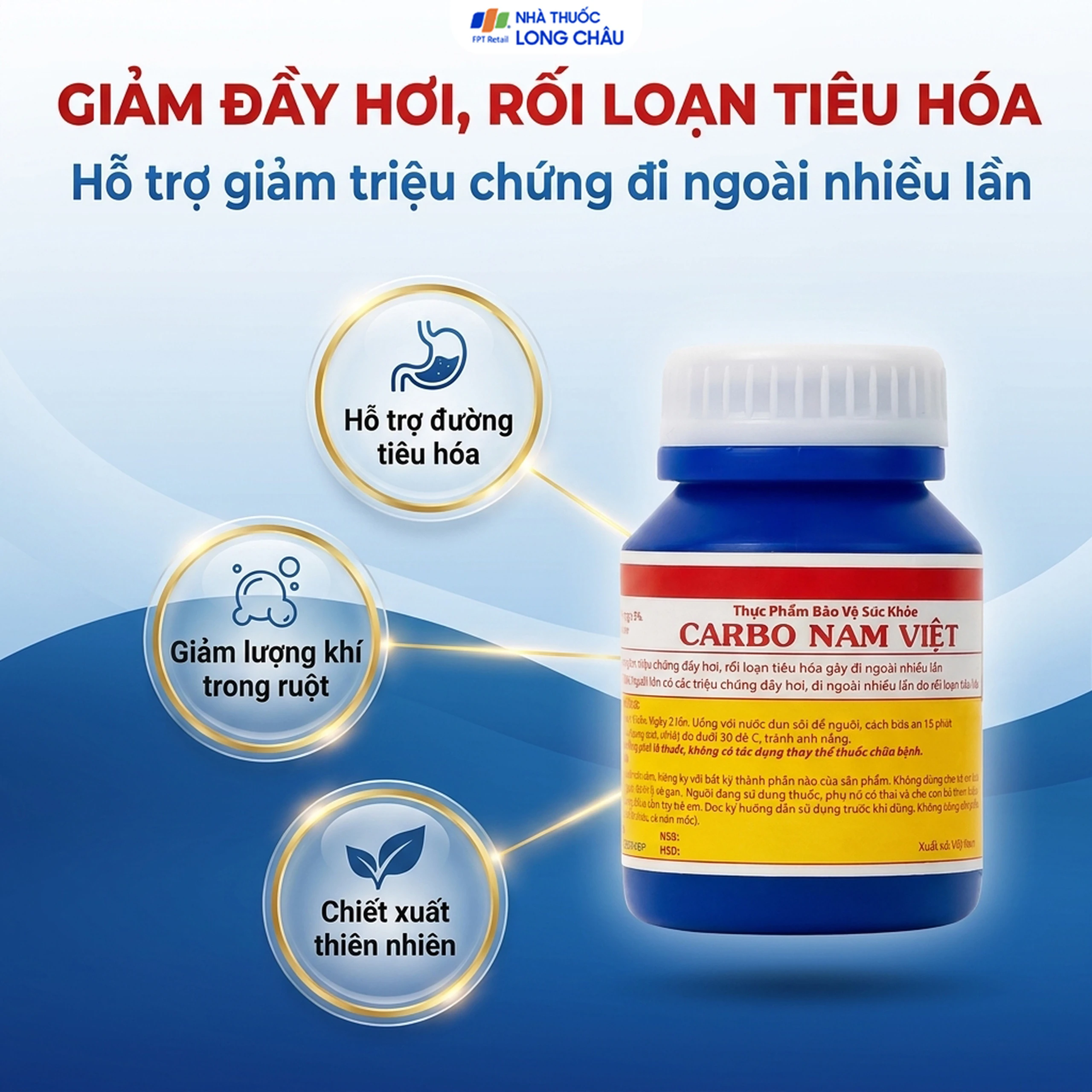 Viên hỗ trợ giảm rối loạn tiêu hoá gây đi ngoài nhiều lần Carbo Nam Việt (100 viên) 3