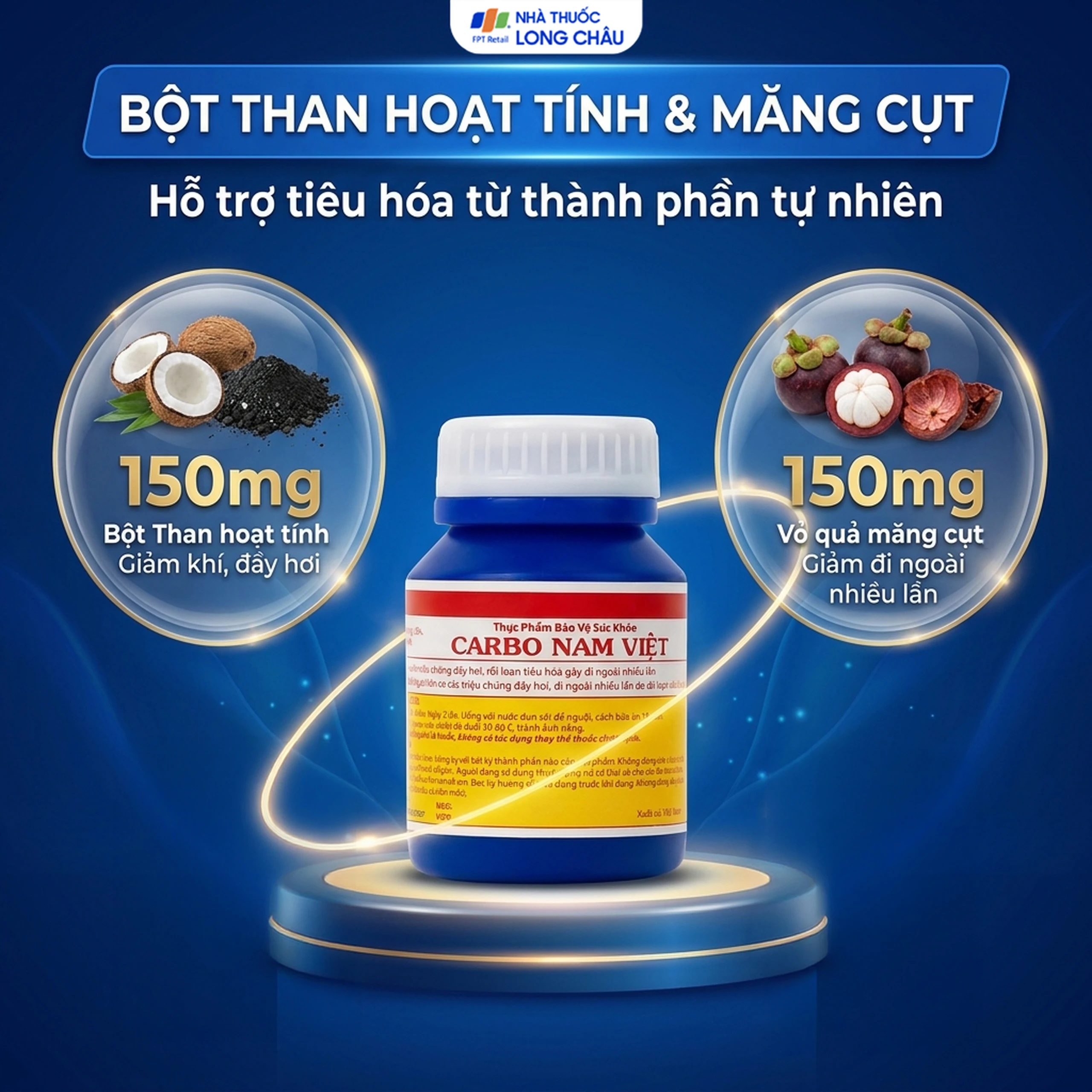 Viên hỗ trợ giảm rối loạn tiêu hoá gây đi ngoài nhiều lần Carbo Nam Việt (100 viên) 4