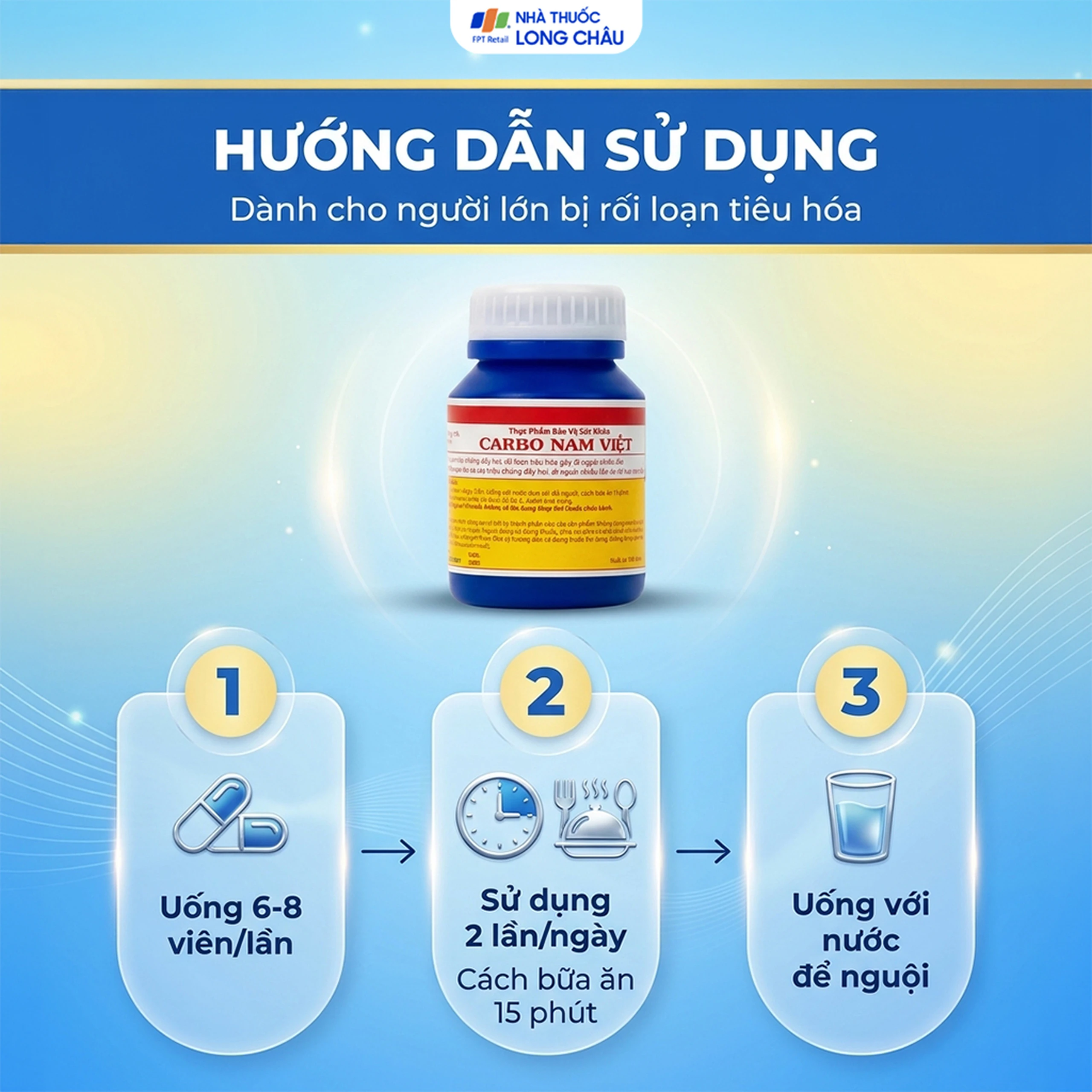 Viên hỗ trợ giảm rối loạn tiêu hoá gây đi ngoài nhiều lần Carbo Nam Việt (100 viên) 6