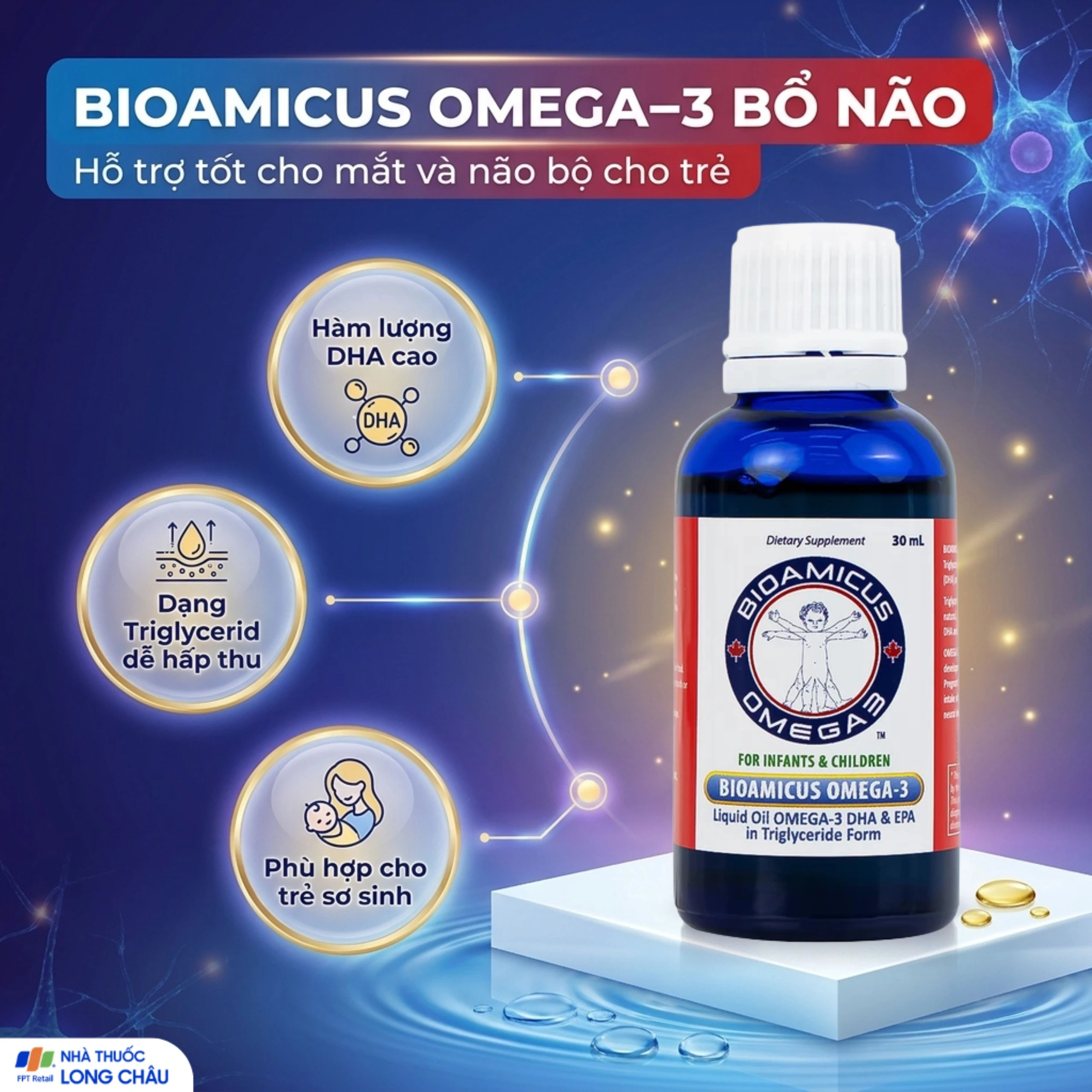 Dung dịch uống hỗ trợ bổ não Bioamicus Omega-3 (30ml) 2