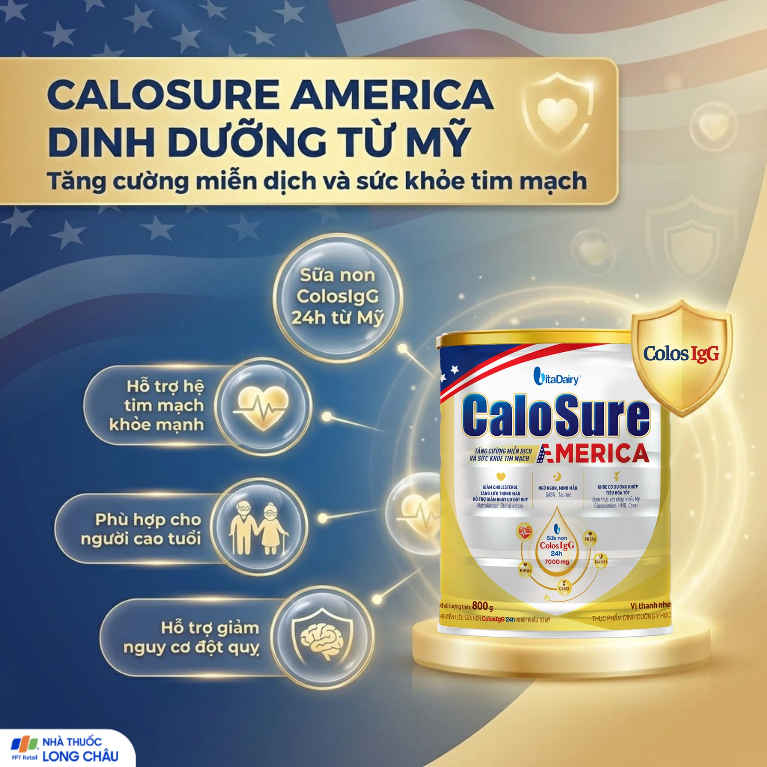 Sữa hỗ trợ tăng cường miễn dịch và sức khoẻ tim mạch Vitadairy CaloSure America 800G 2