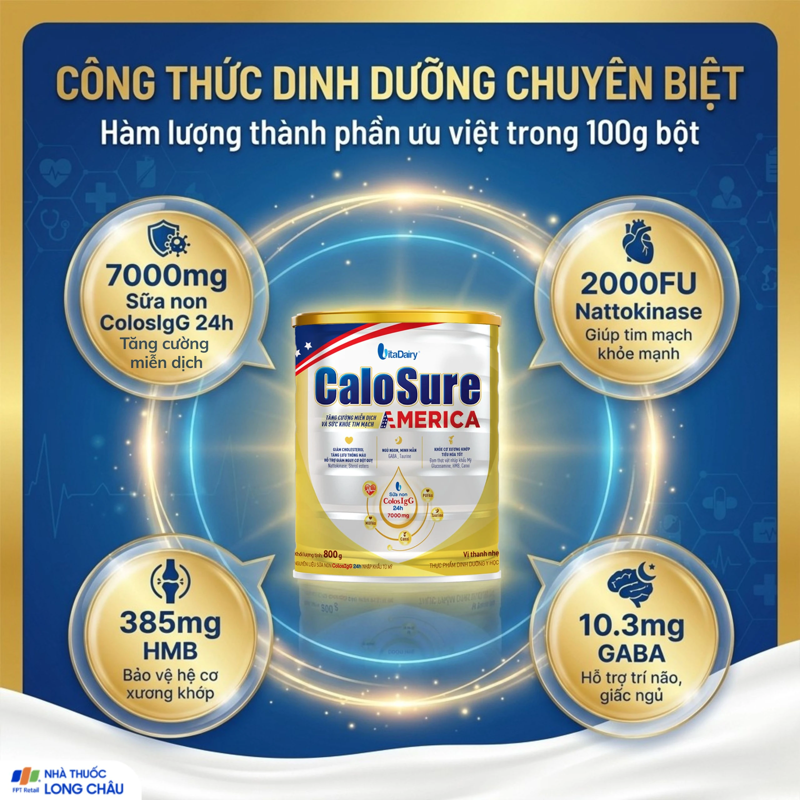 Sữa hỗ trợ tăng cường miễn dịch và sức khoẻ tim mạch Vitadairy CaloSure America 800G 3